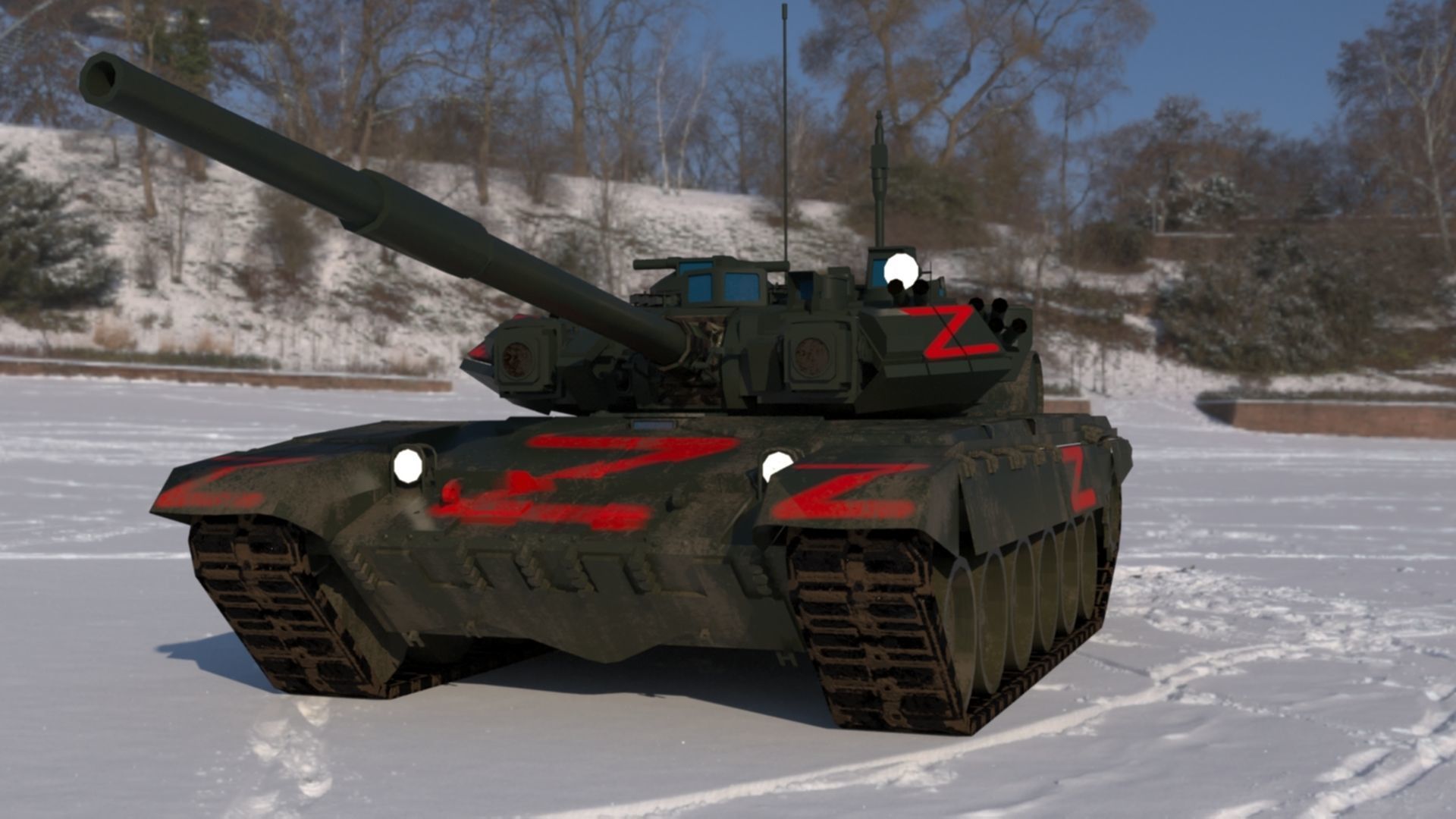 Weathered Wagner PMC T90A Tank Low-poly 3D model_2