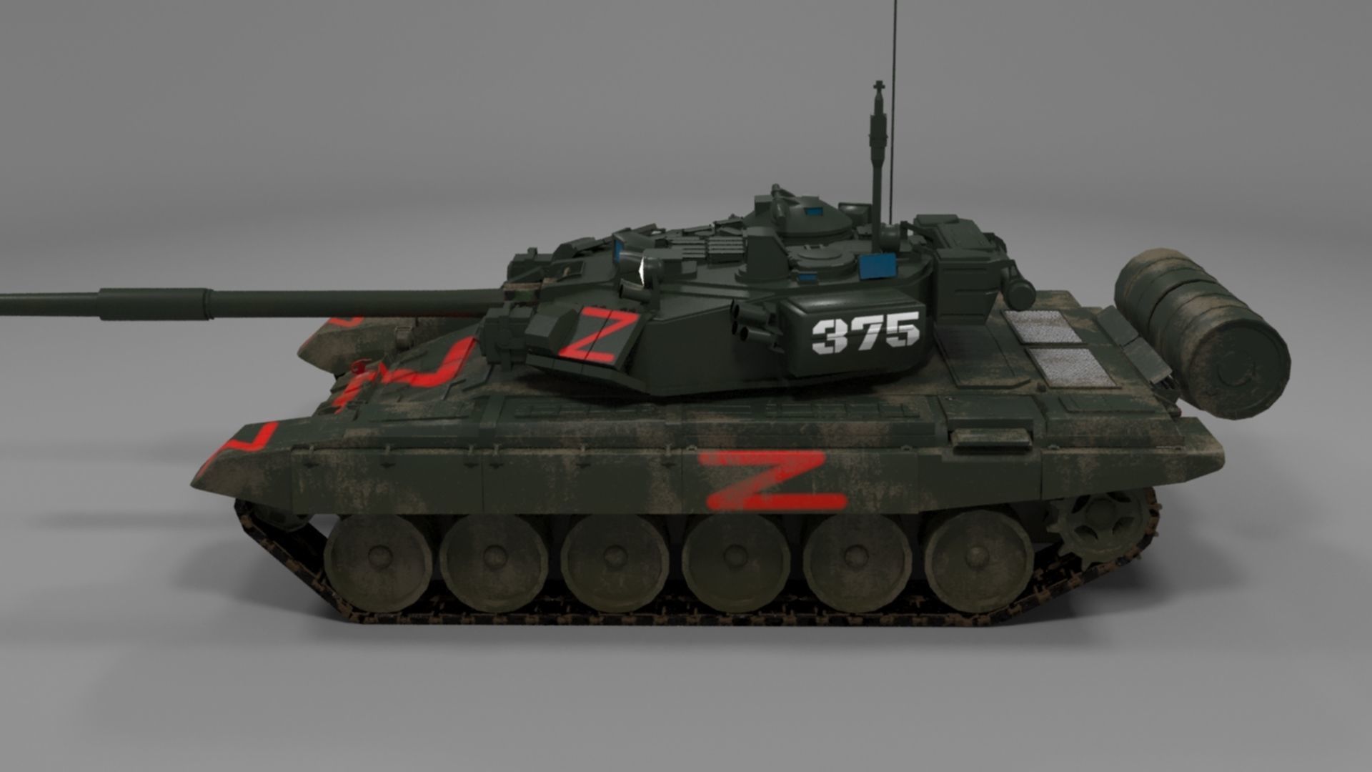 Weathered Wagner PMC T90A Tank Low-poly 3D model_9