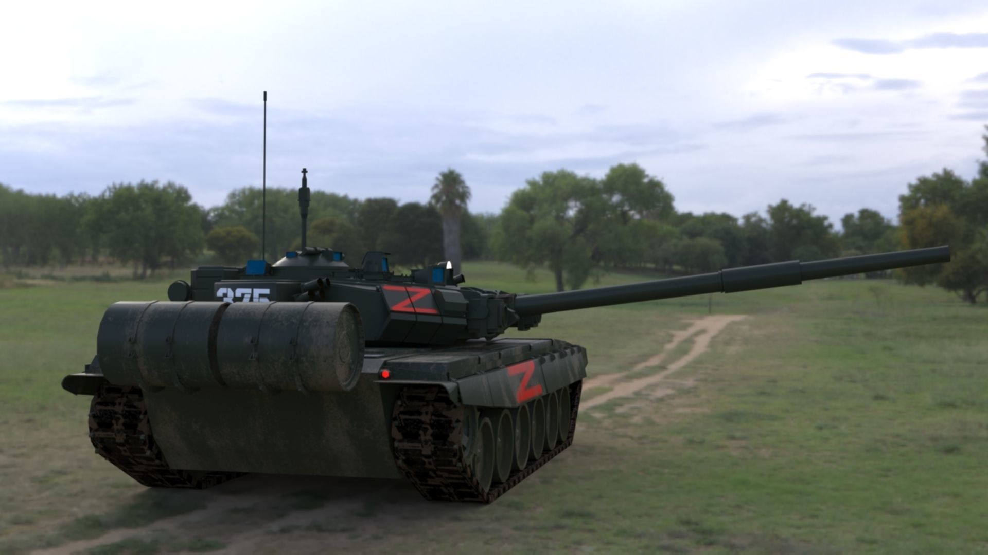 Weathered Wagner PMC T90A Tank Low-poly 3D model_8