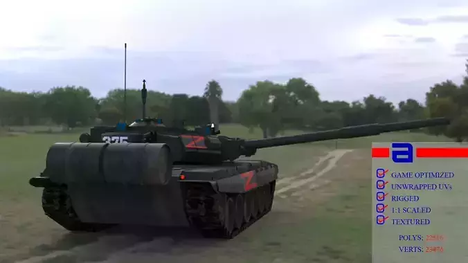Weathered Wagner PMC T90A Tank  Low-poly 3D model