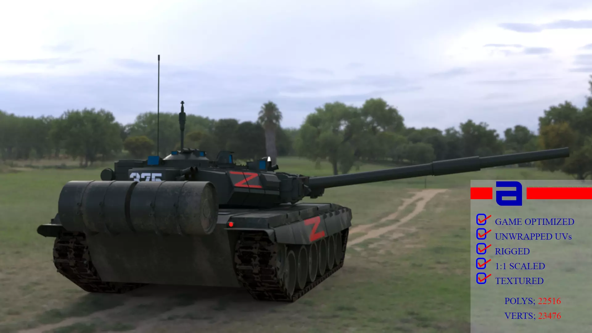 Weathered Wagner PMC T90A Tank Low-poly 3D model_0