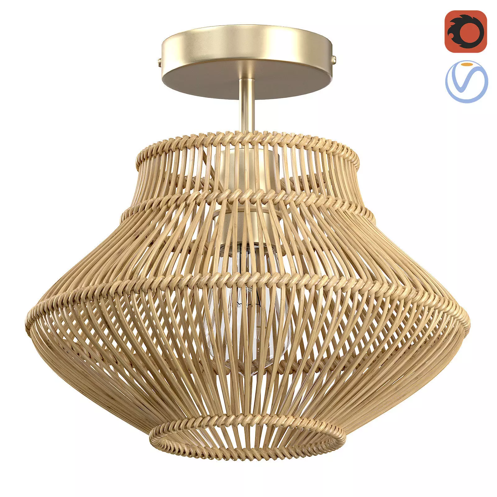 Neher Rattan Semi Flush Mount 3D model_0