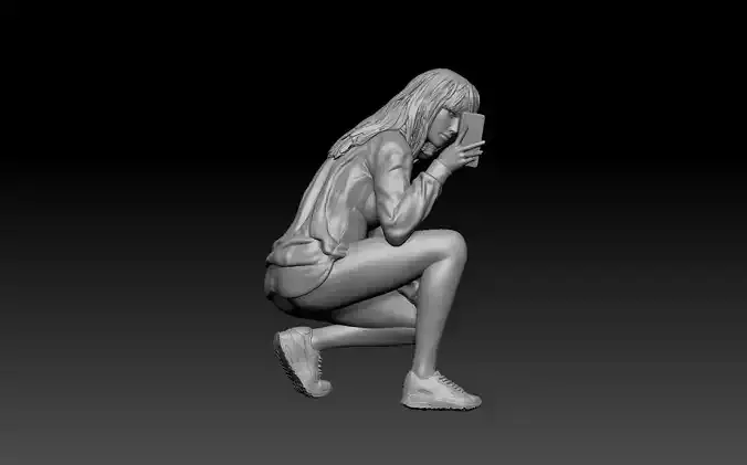 girls selfie with phone 3D print model