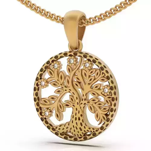 Life tree pendant silver gold printable jewelry 3D model
