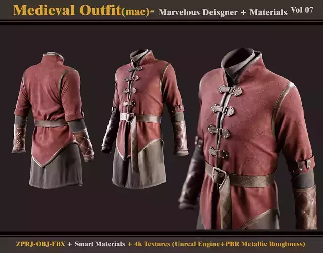 Medieval Outfit- Marvelous Designer-Clo3d --Materials-Textures