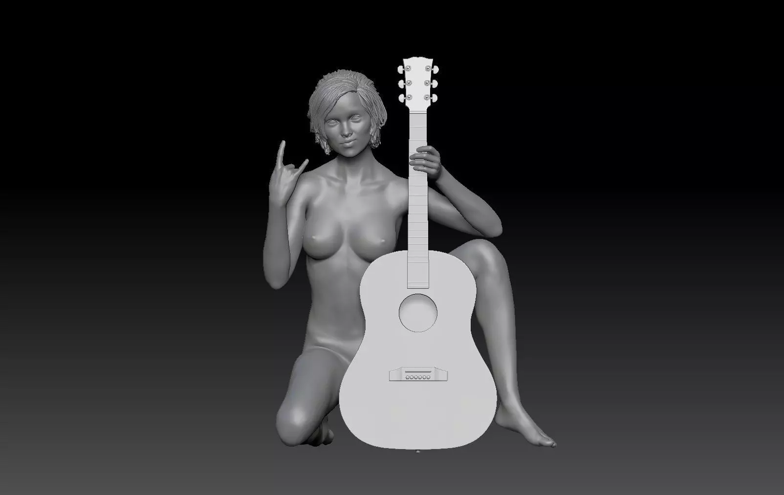 my girlfriend plays the guitar 3D print model_0