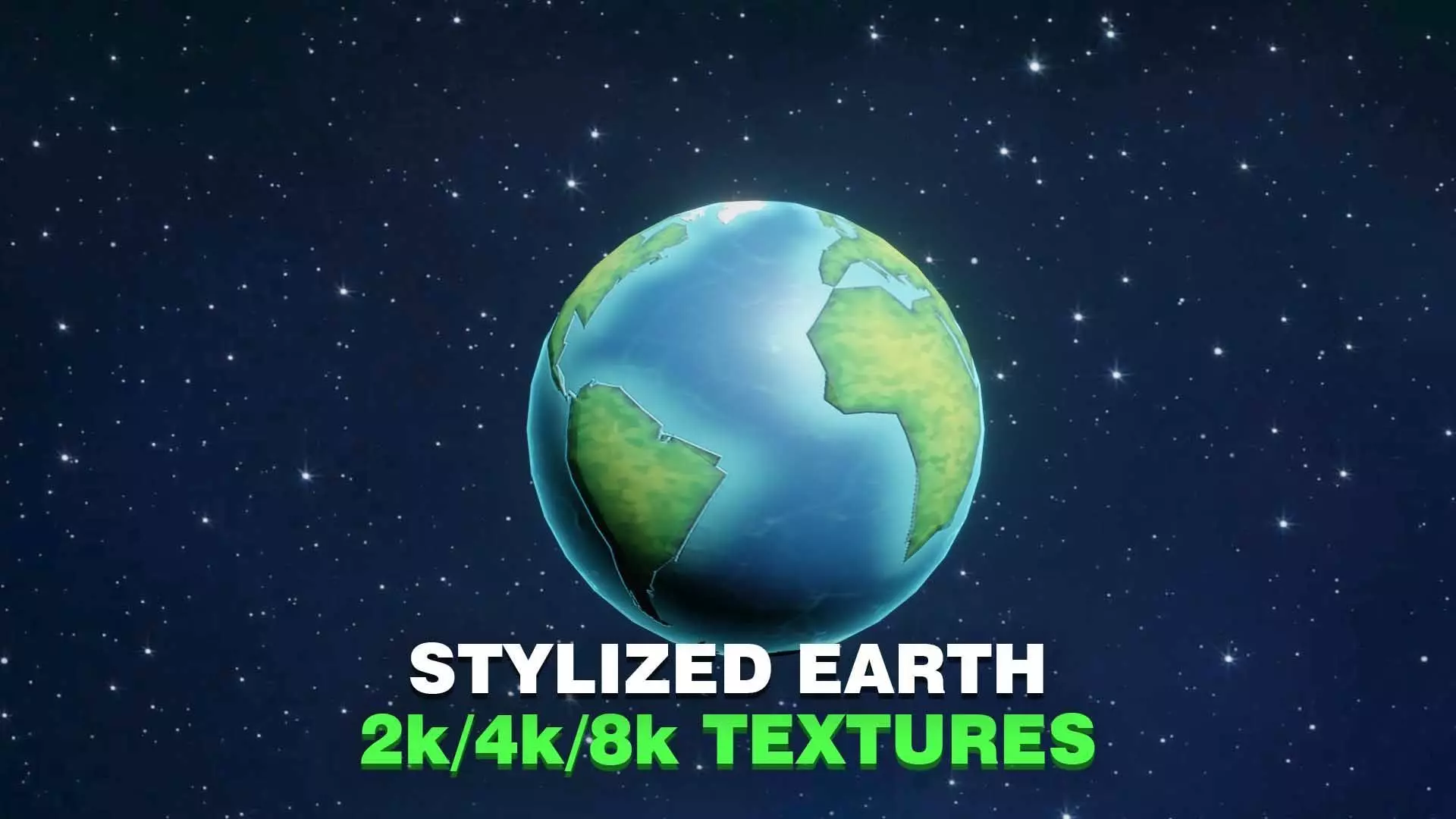 Stylized Planet Earth 3D Model 2k 4k 8k Textures Low-poly 3D model