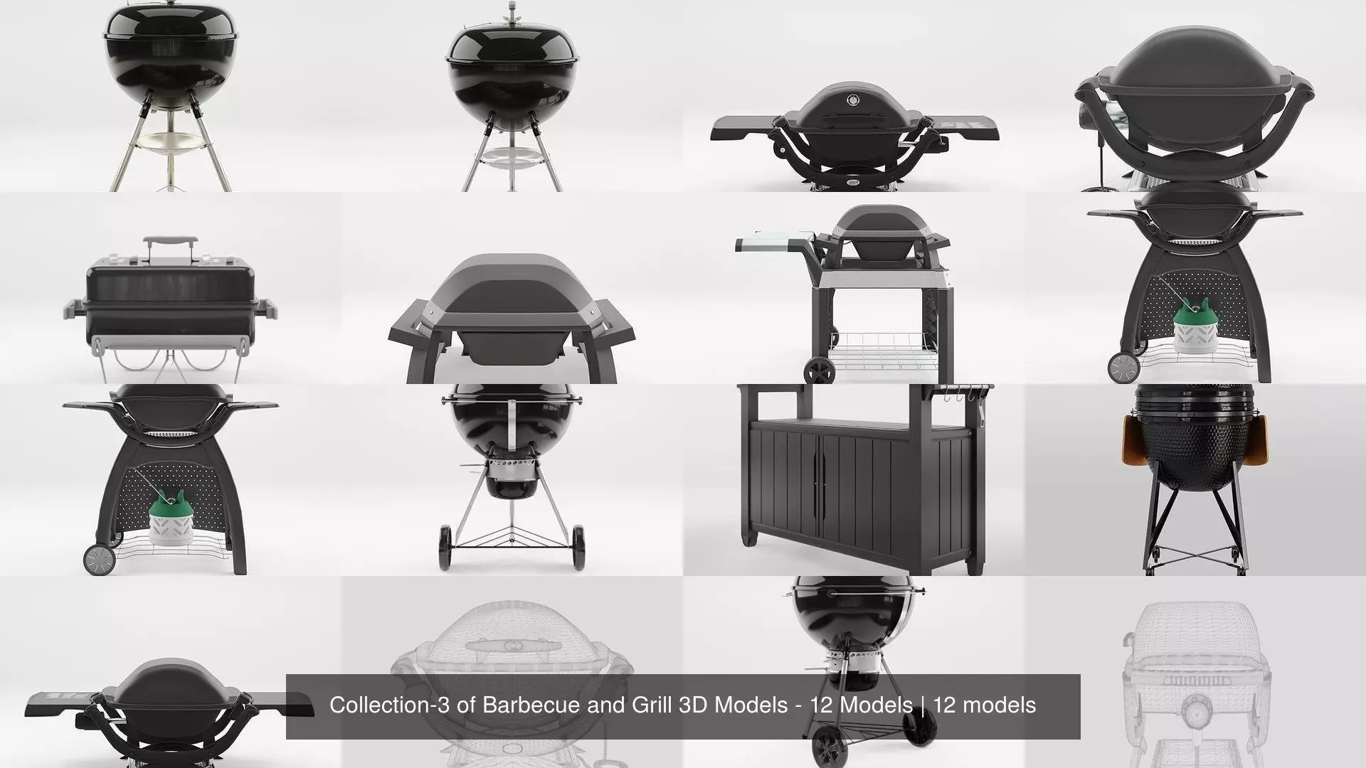 Collection-3 of Barbecue and Grill 3D Models - 12 Models _0