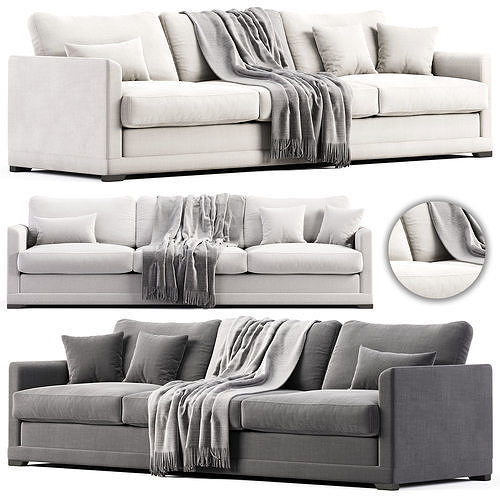 Aissa 4 Seat Sofa in Pumice House Basket Weave 3D model