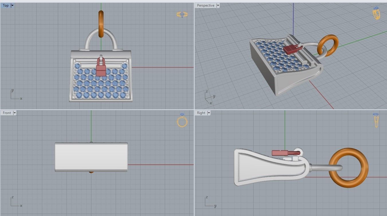 Hermes Bag Pendant  3D print model_7