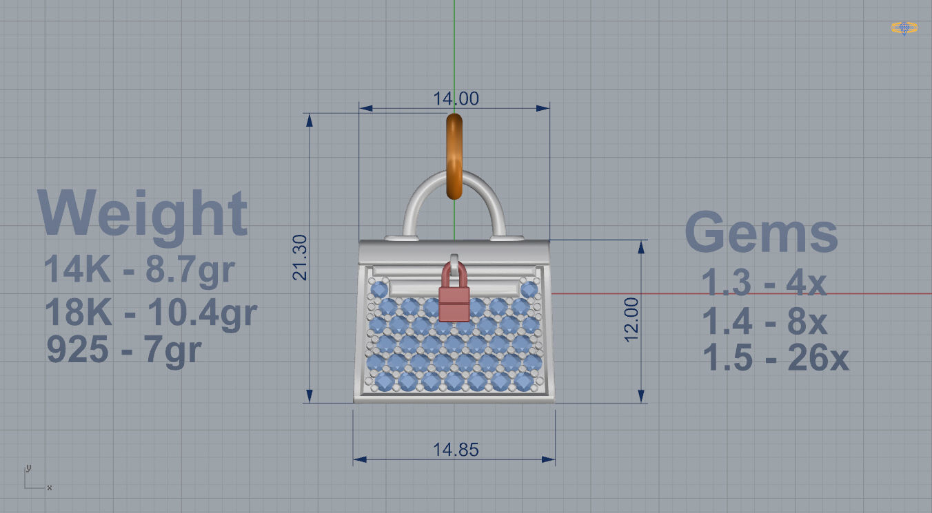 Hermes Bag Pendant  3D print model_4