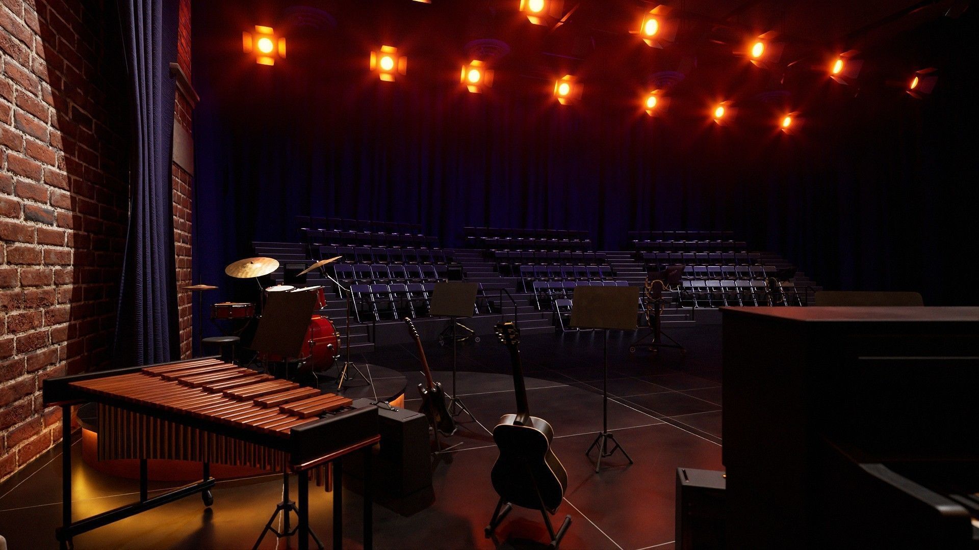 Talk Show Set Low-poly 3D model_7