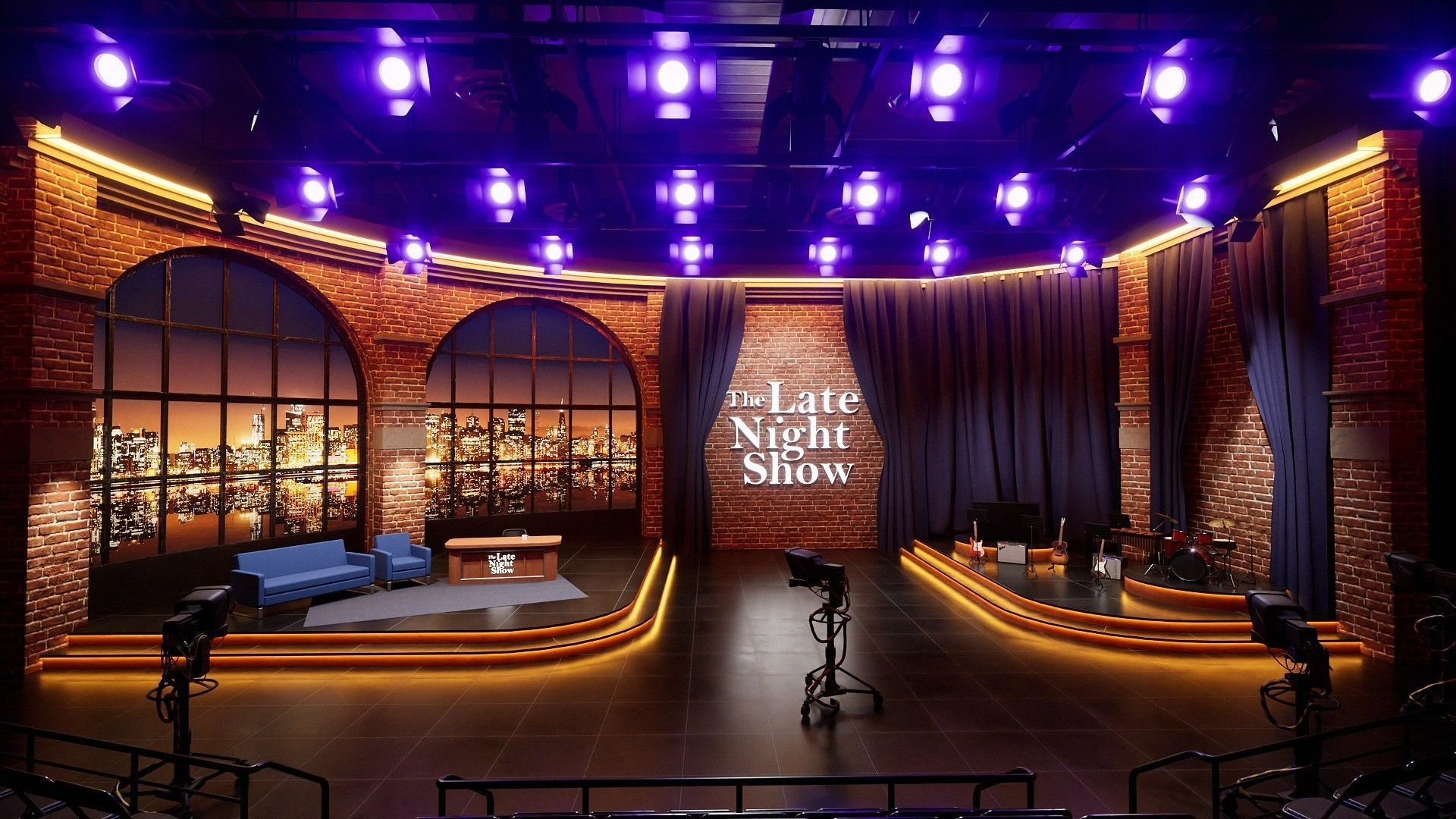 Talk Show Set Low-poly 3D model_9