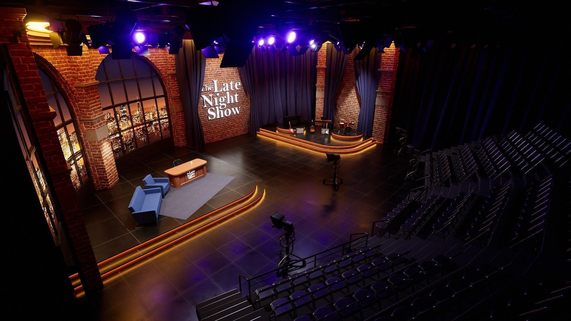 Talk Show Set Low-poly 3D model_10