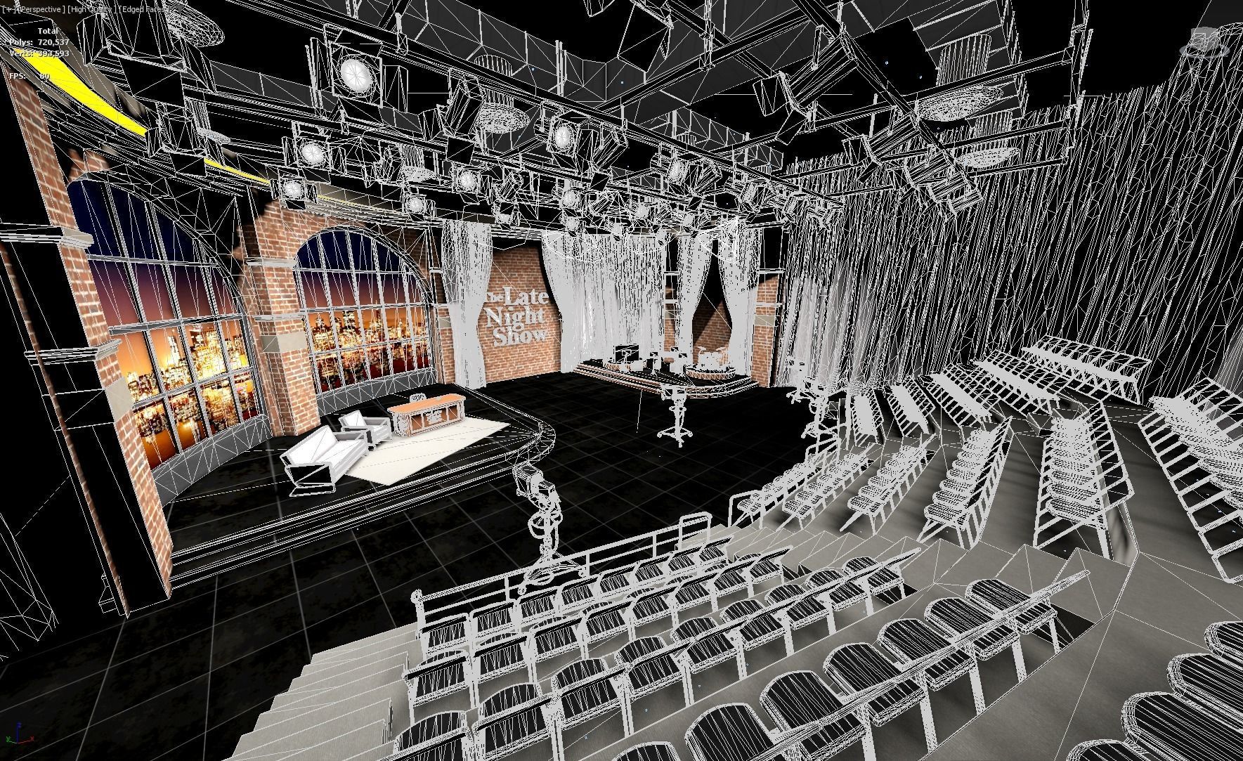 Talk Show Set Low-poly 3D model_3