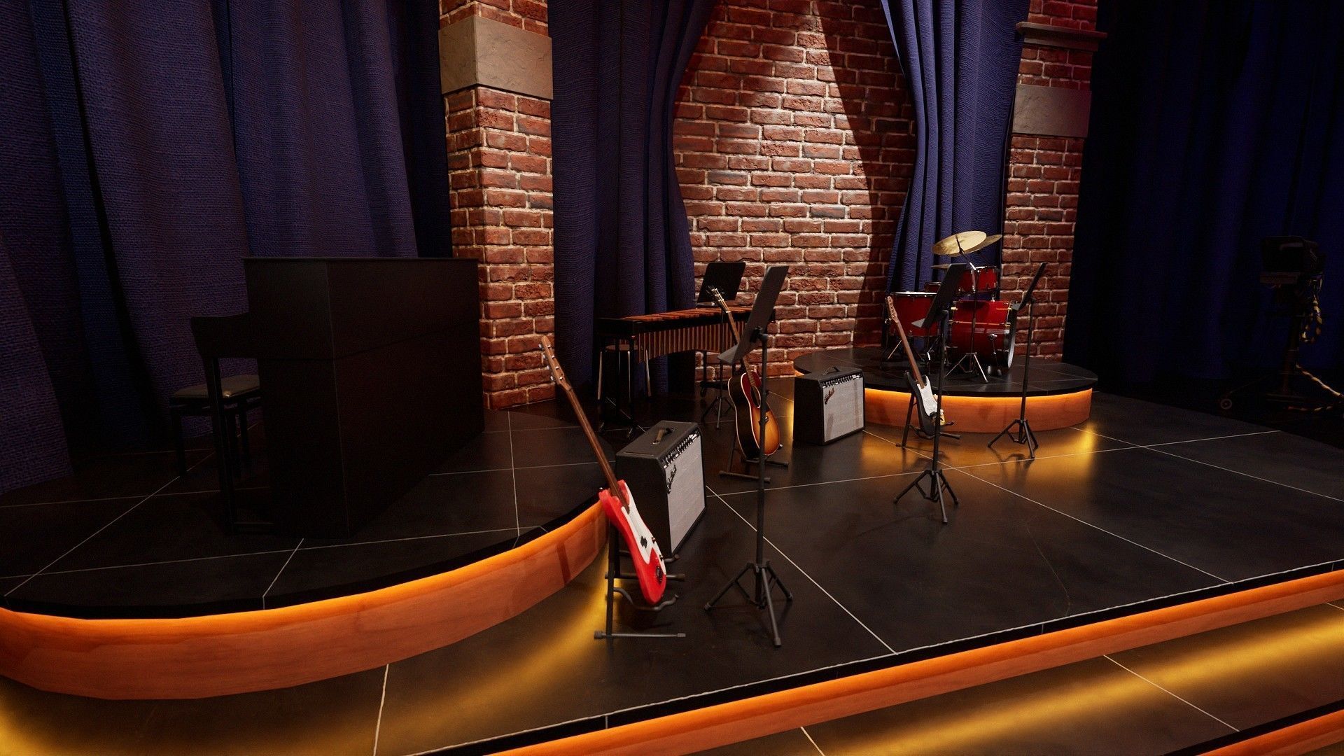 Talk Show Set Low-poly 3D model_12