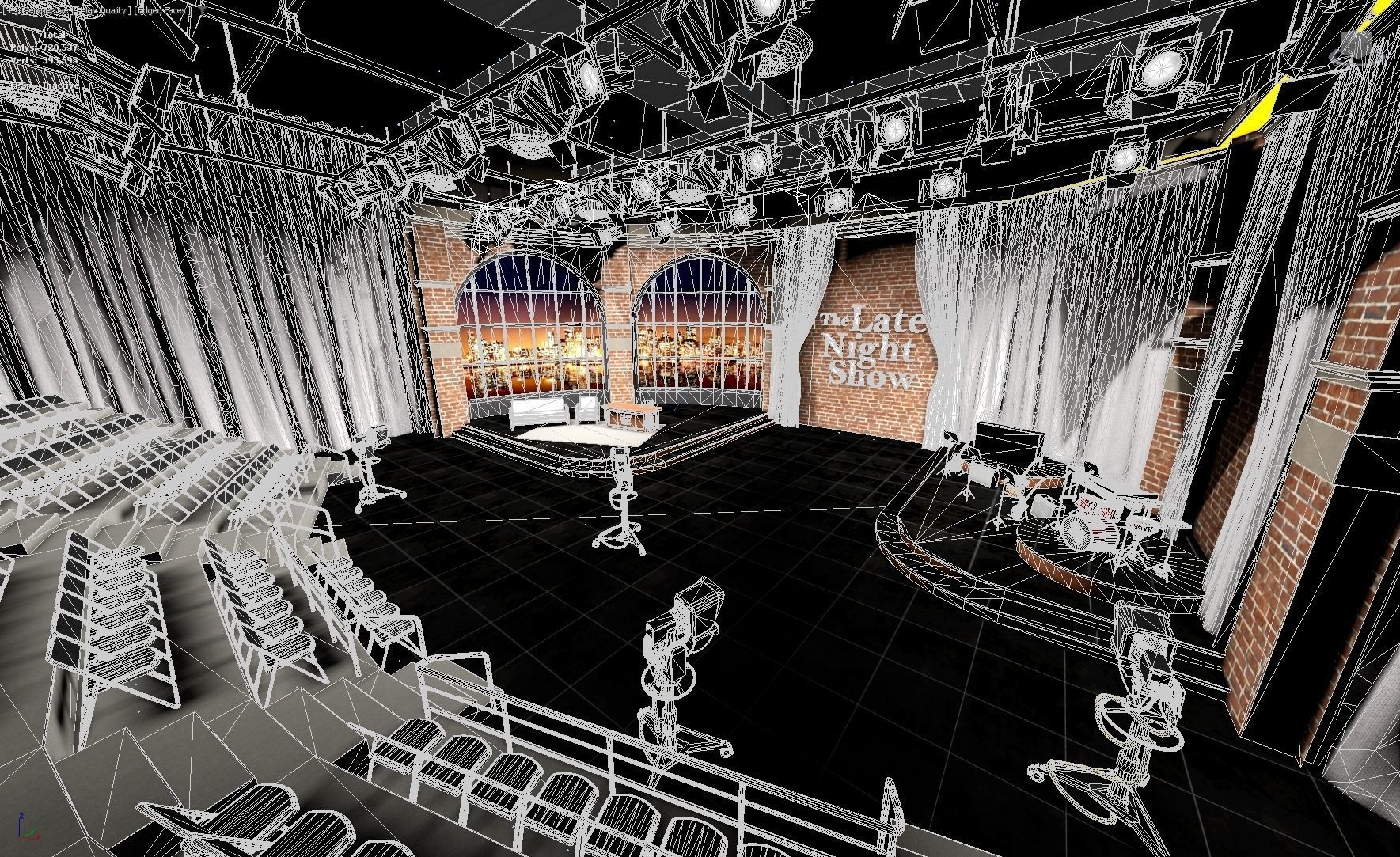 Talk Show Set Low-poly 3D model_2