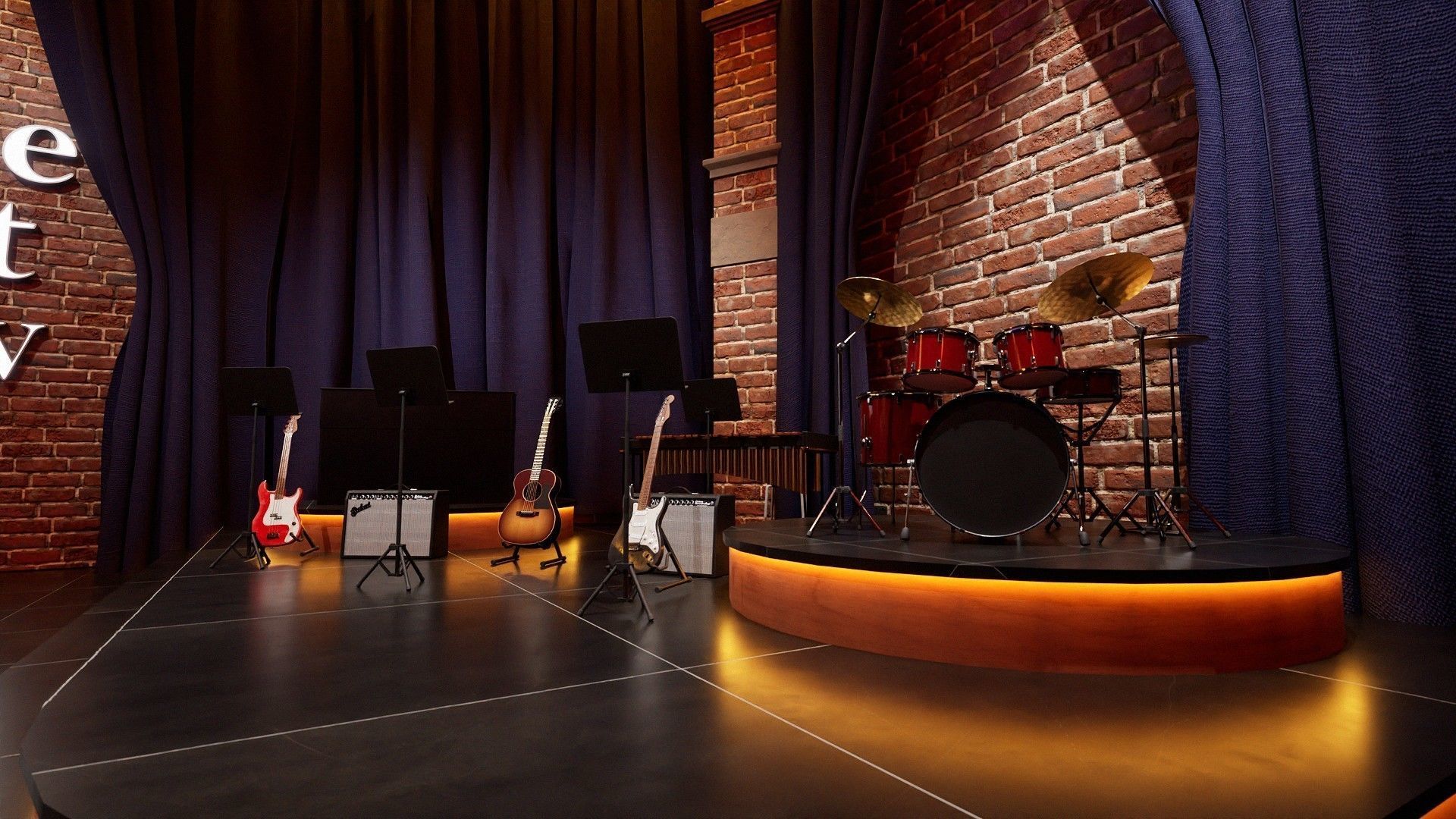 Talk Show Set Low-poly 3D model_5