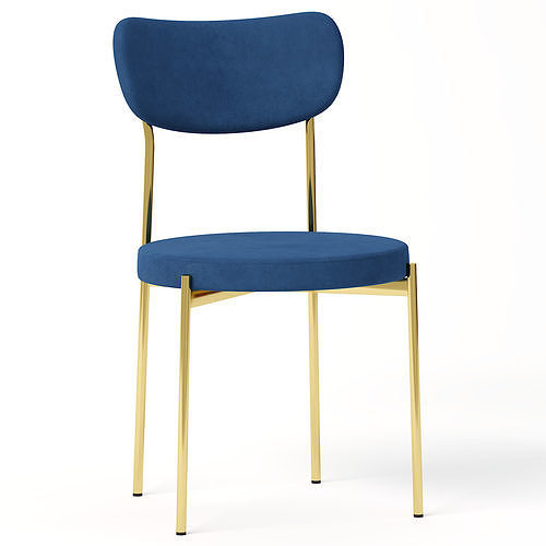 chair Barbara velor blue gold legs 3D model