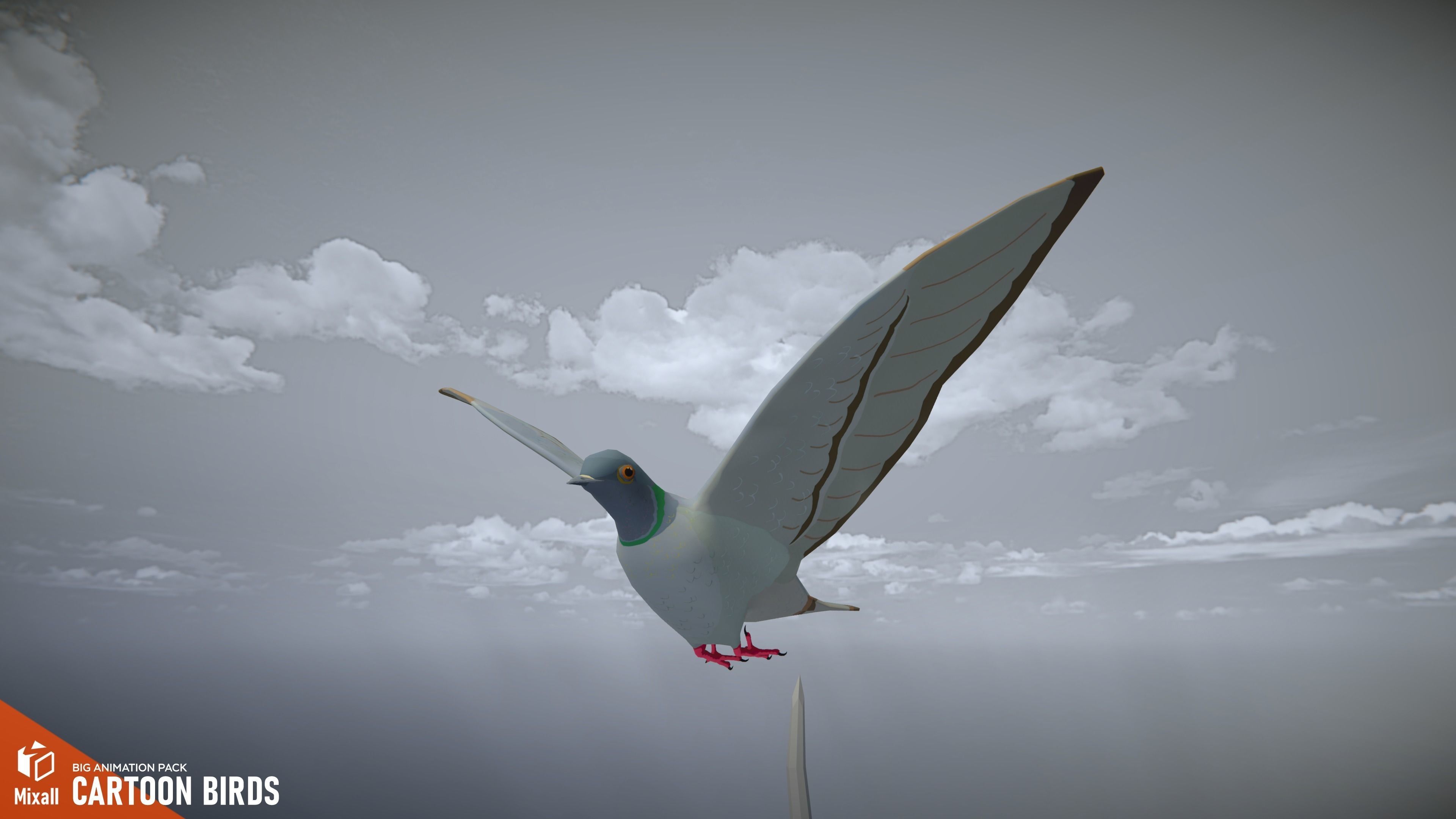 Cartoon birds - big animation pack 3D model_18