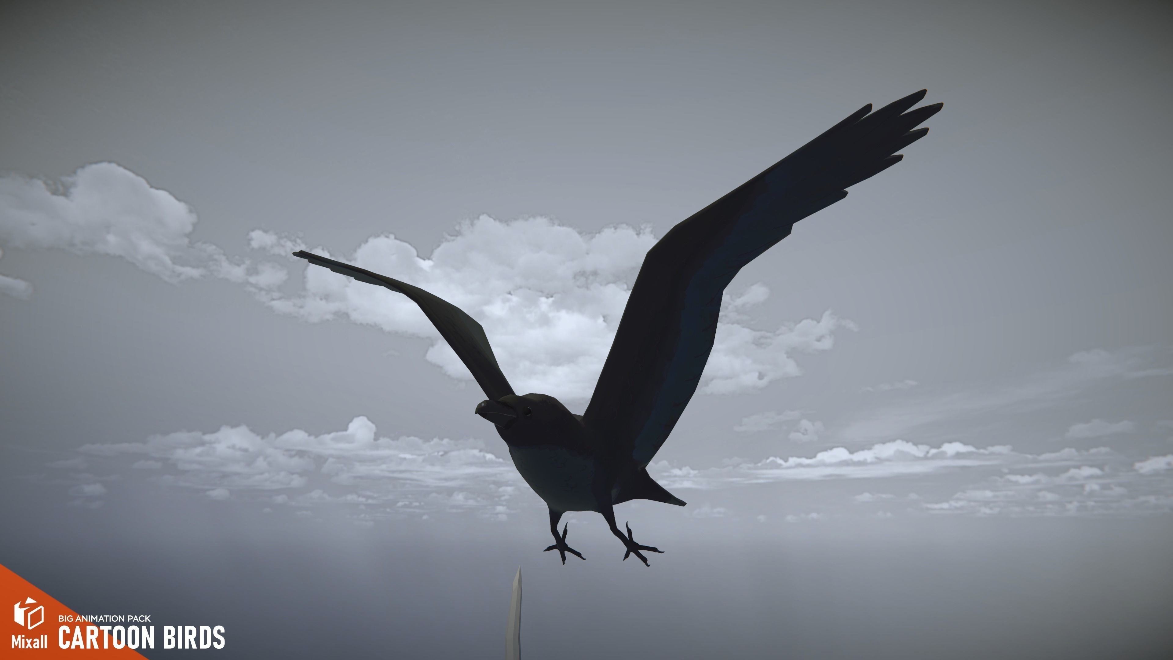 Cartoon birds - big animation pack 3D model_2