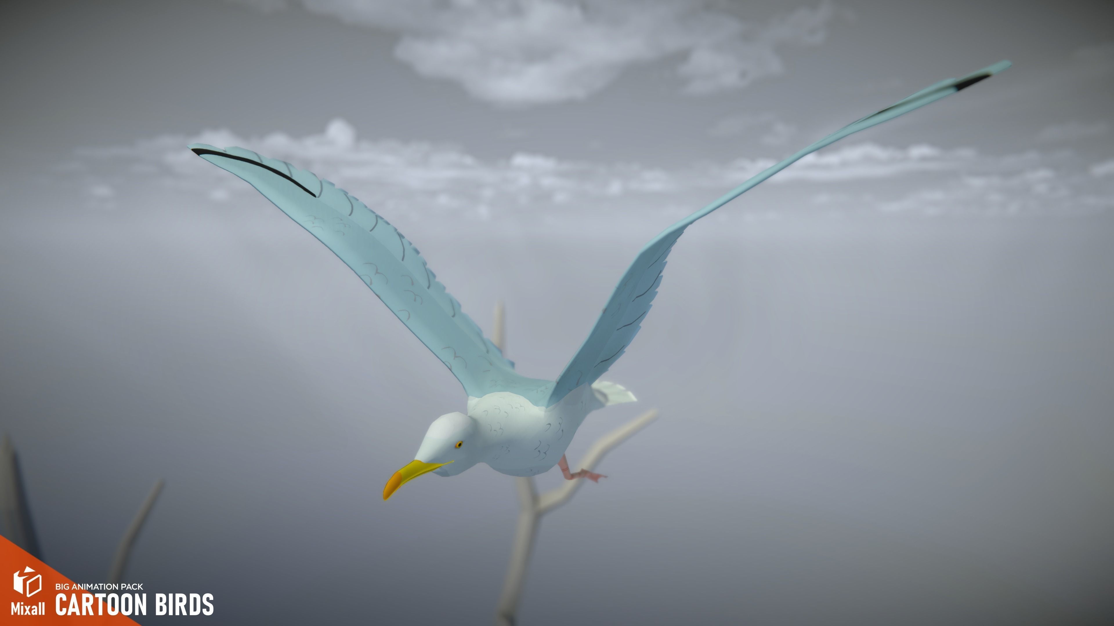 Cartoon birds - big animation pack 3D model_7