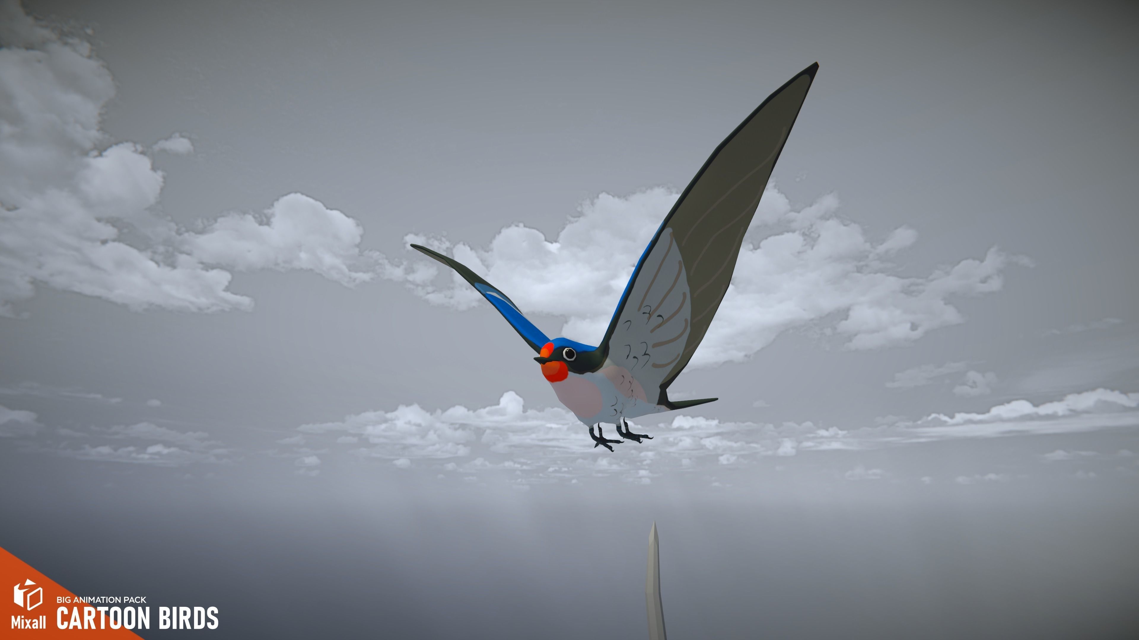 Cartoon birds - big animation pack 3D model_3