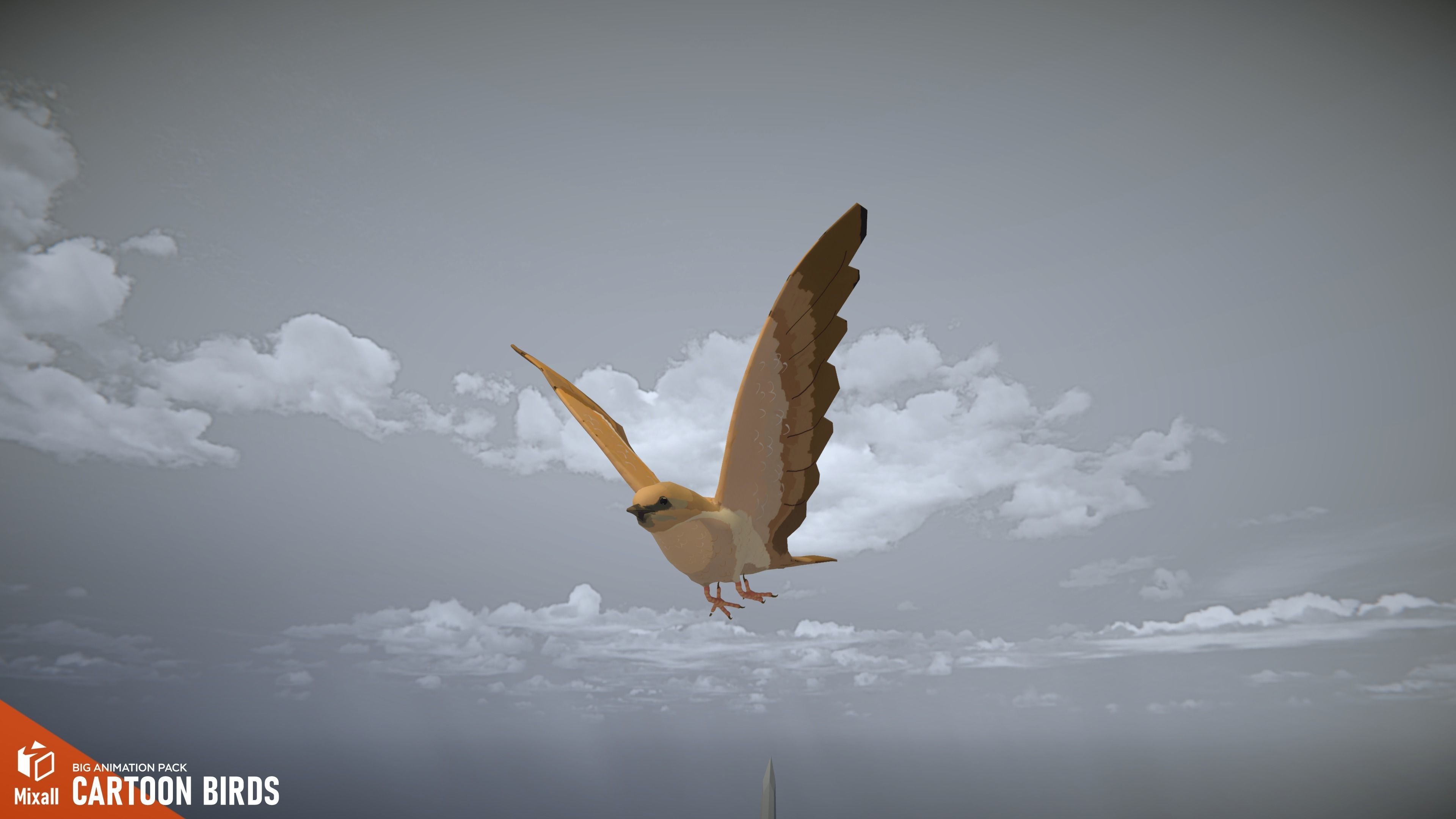 Cartoon birds - big animation pack 3D model_6