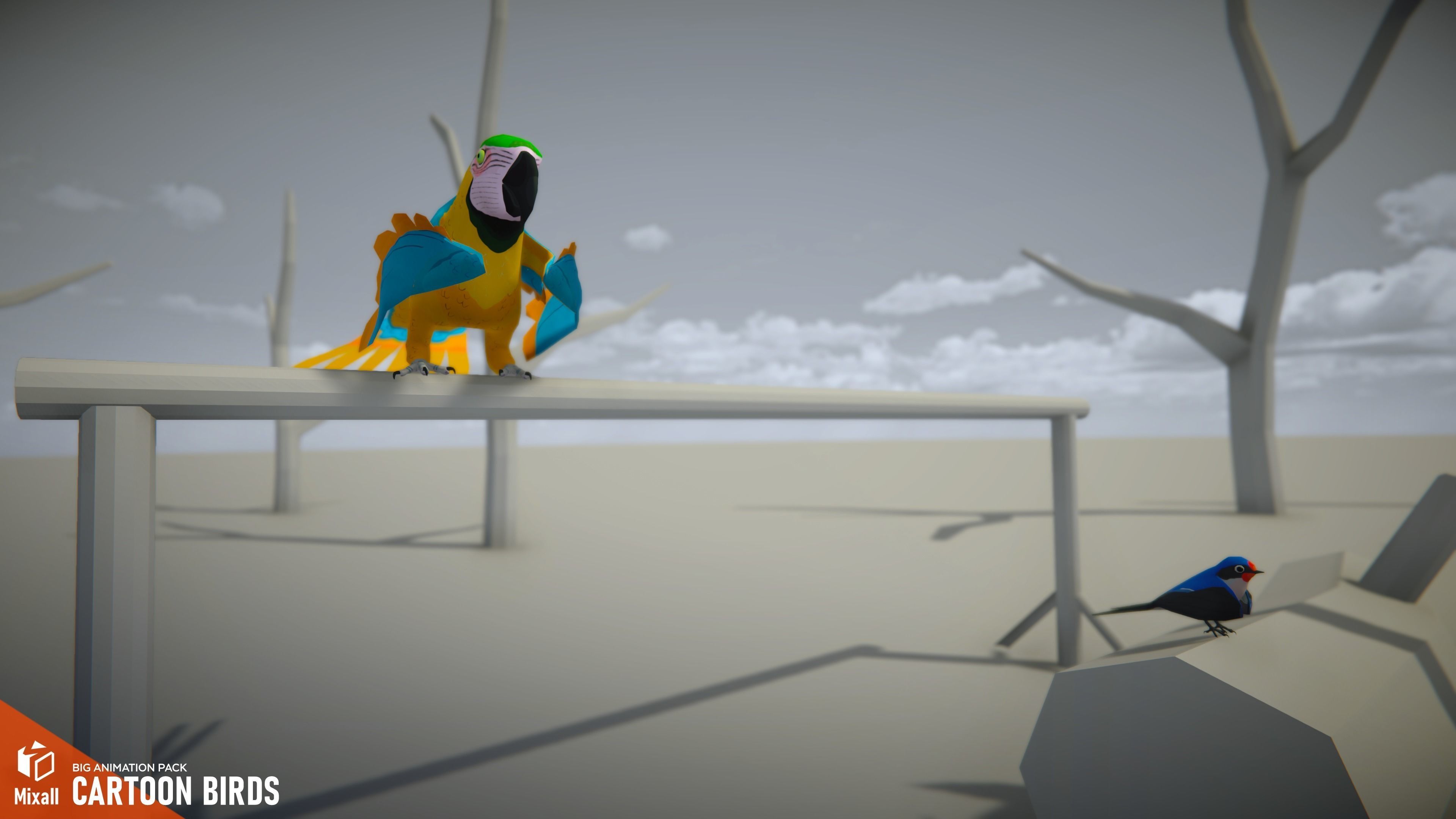 Cartoon birds - big animation pack 3D model_15