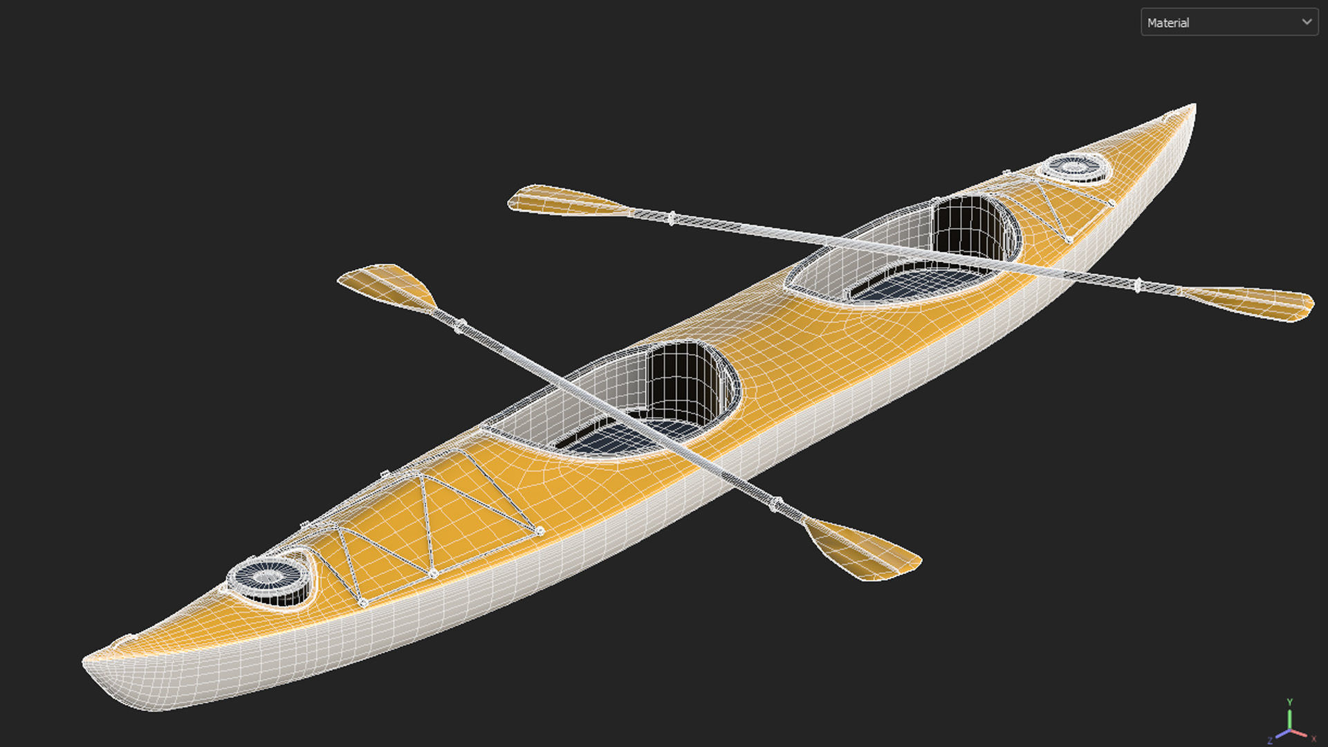 Kayak 02 Low-poly 3D model_14