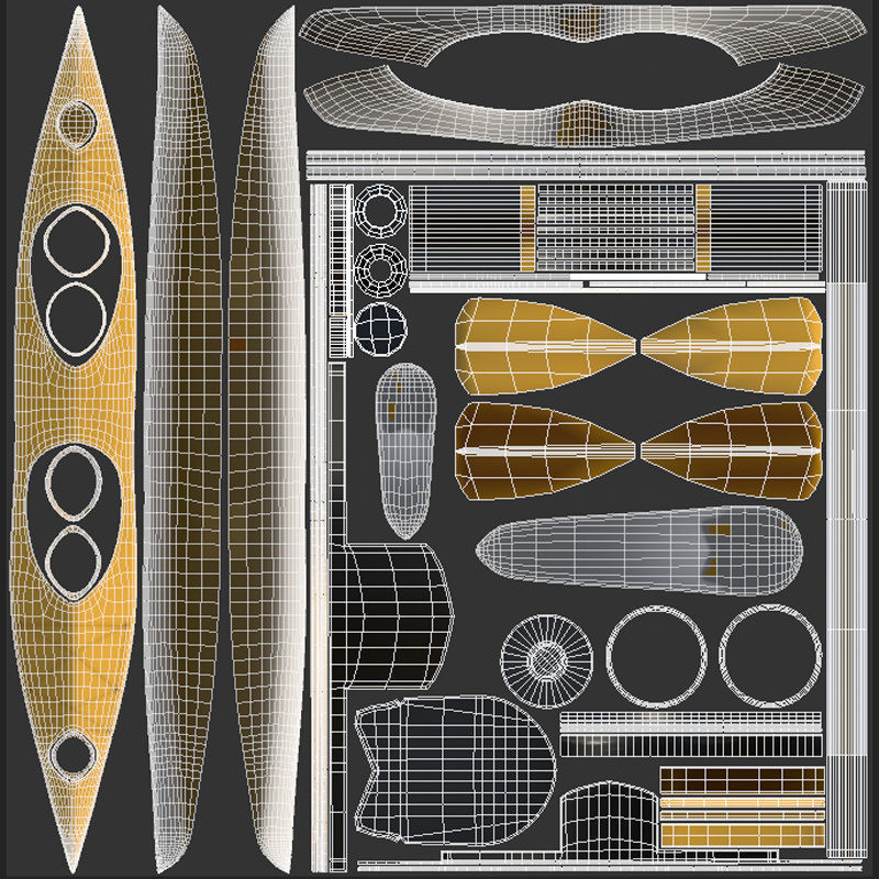 Kayak 02 Low-poly 3D model_16