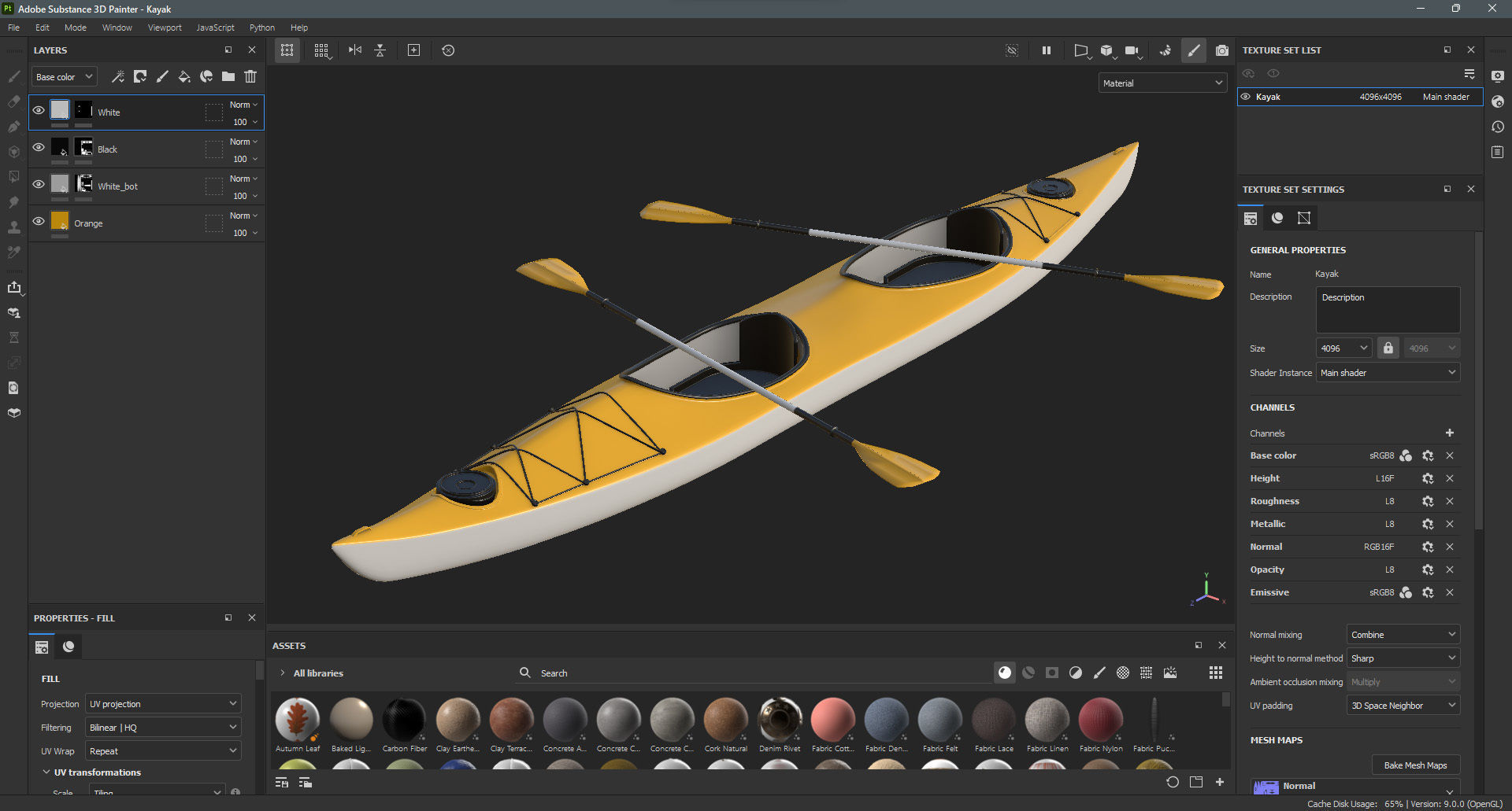Kayak 02 Low-poly 3D model_13