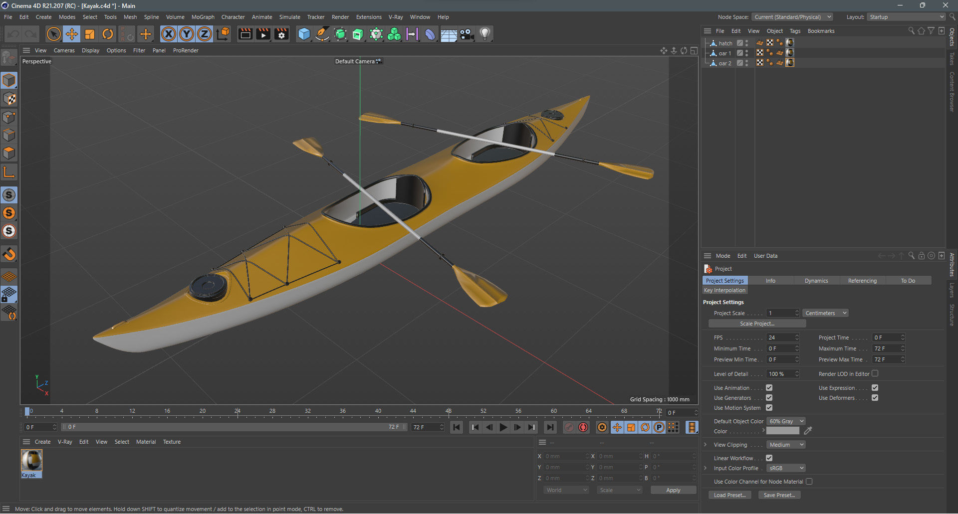 Kayak 02 Low-poly 3D model_11