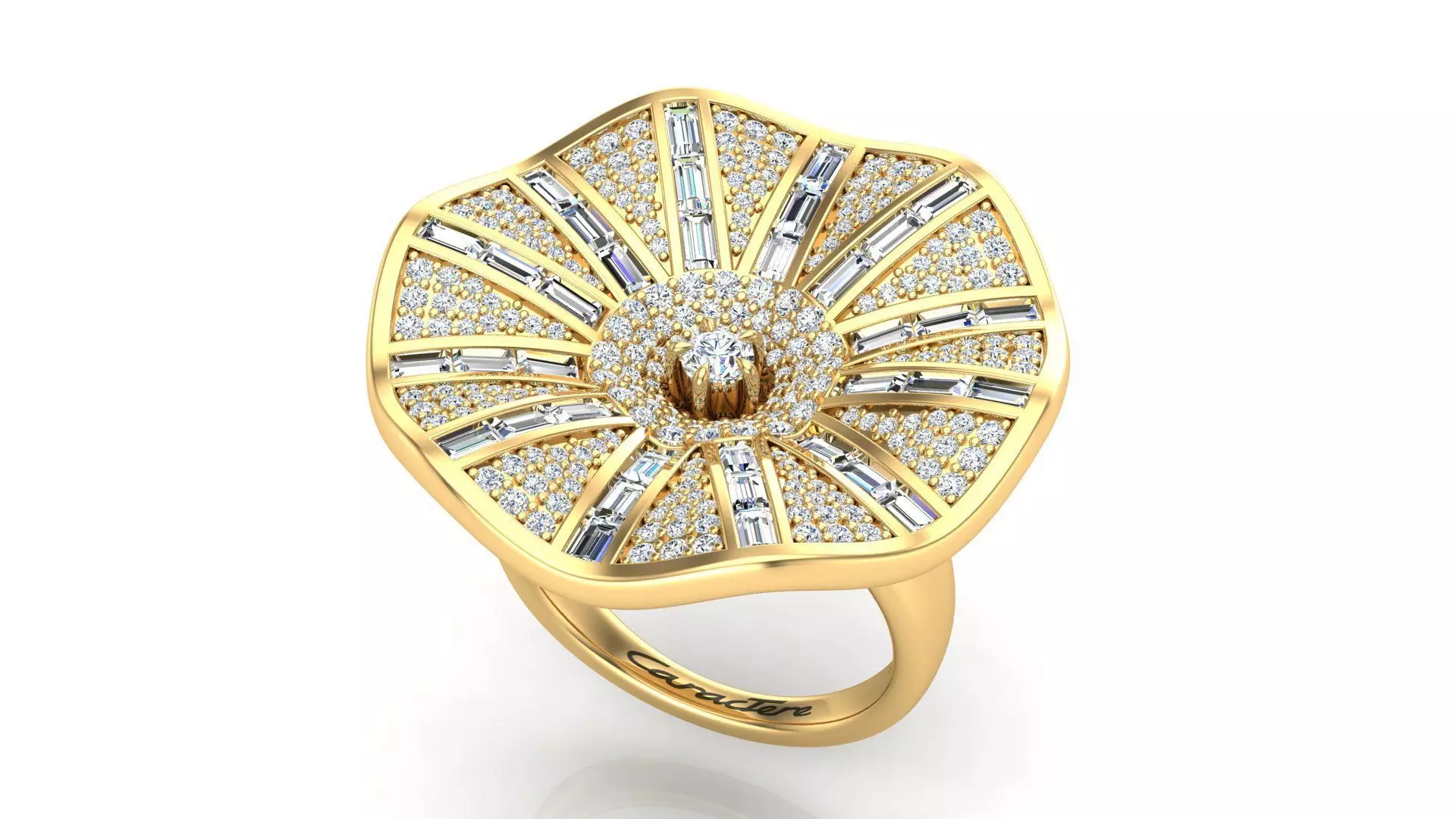 Flower Design Engagement Ring 3D print model