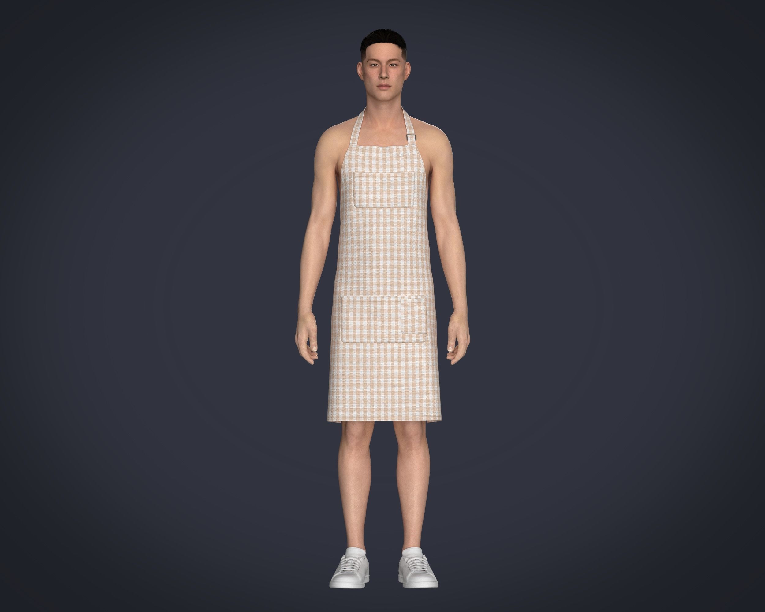Apron-Checked 3D model_6