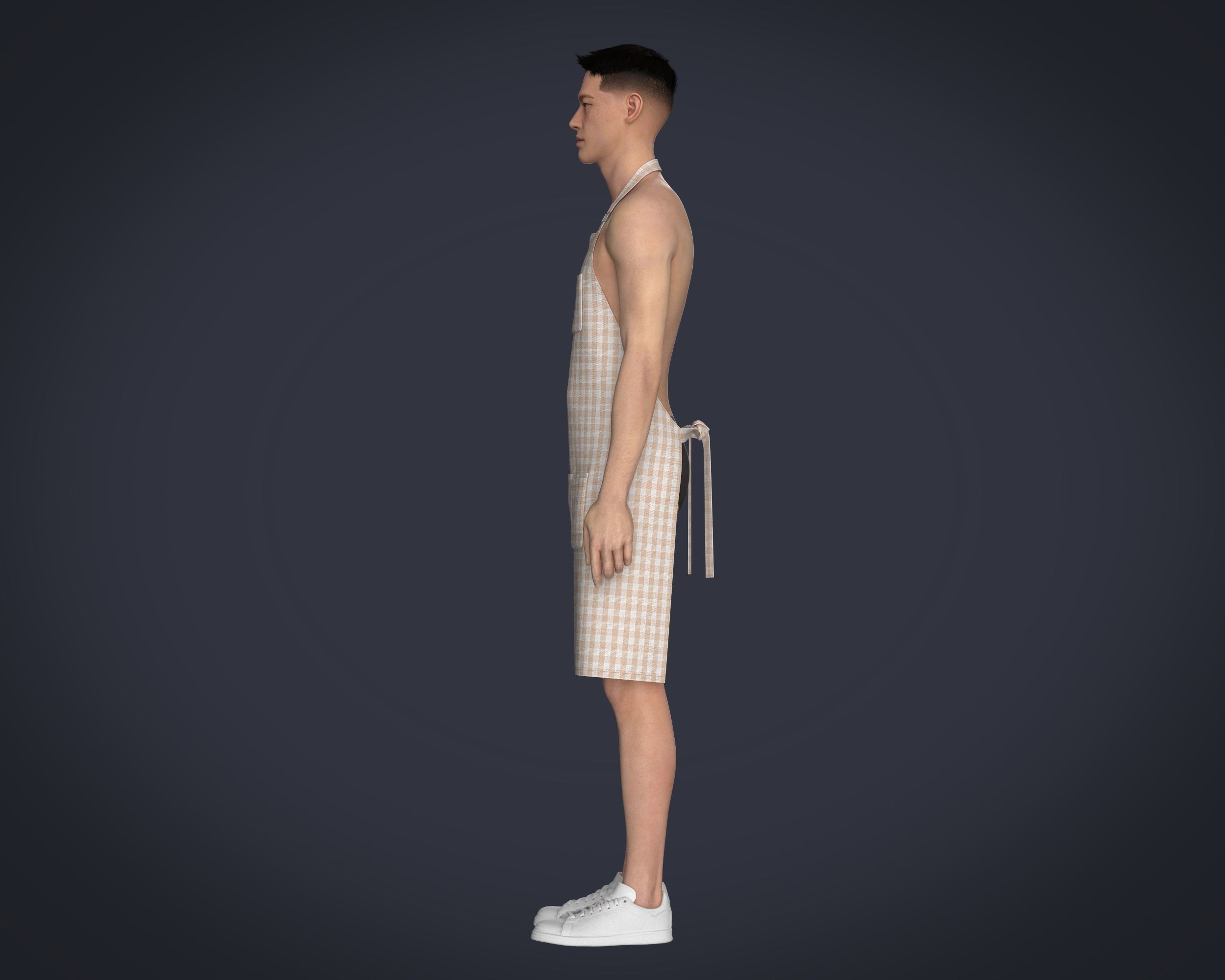 Apron-Checked 3D model_9