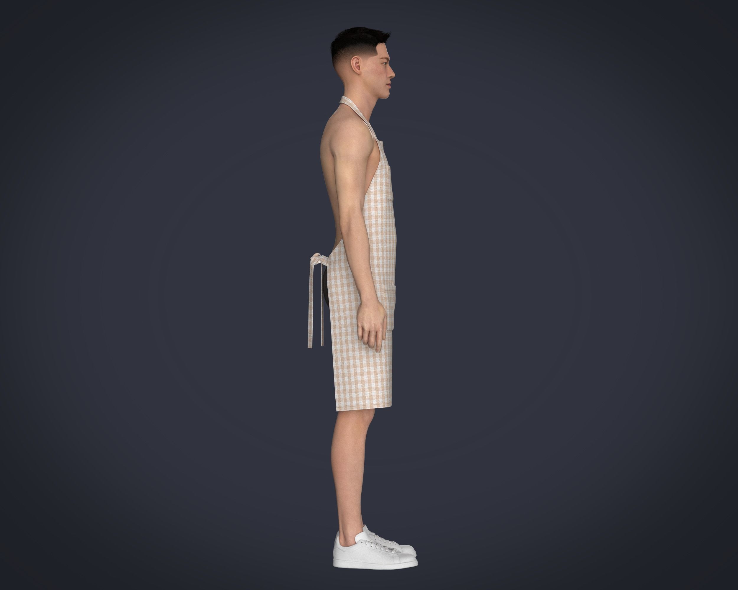 Apron-Checked 3D model_7