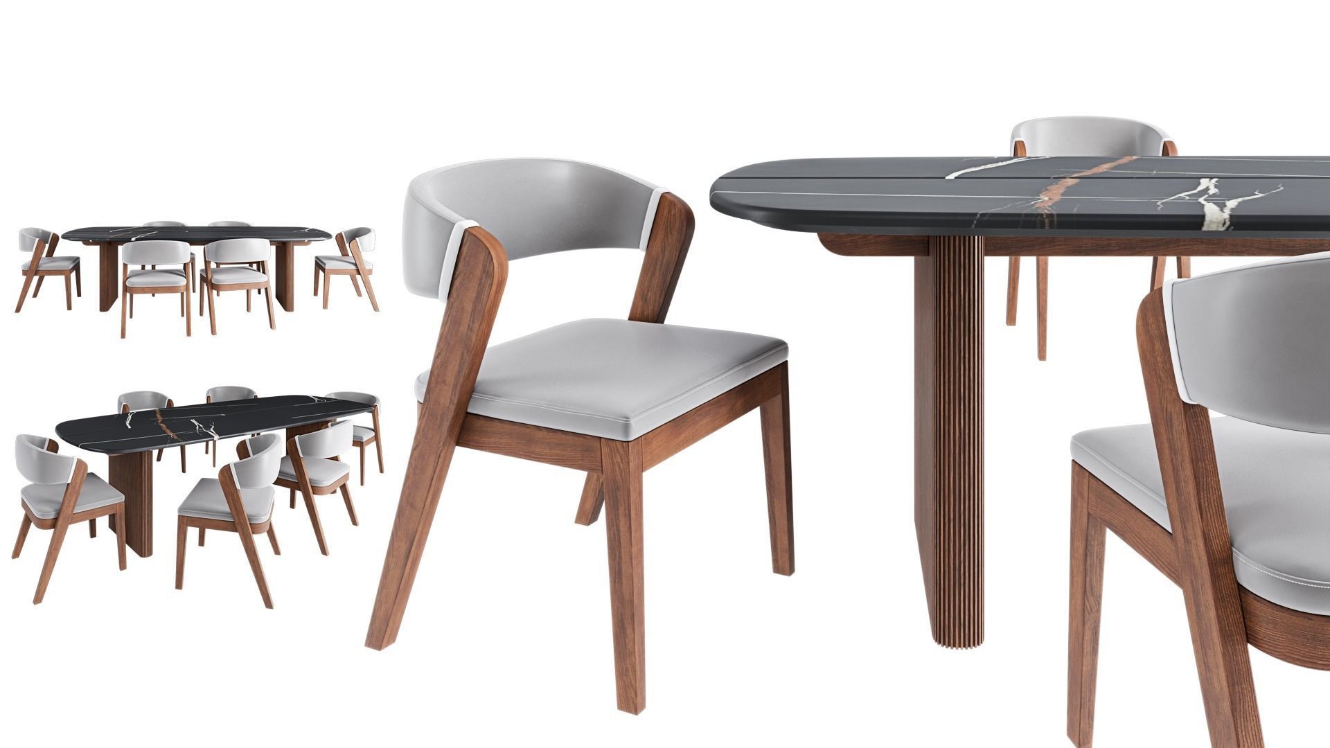 Nimis dining table and Giudecca dining chair 3D model_4