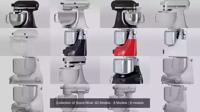 Collection of Stand Mixer 3D Models - 8 Models 