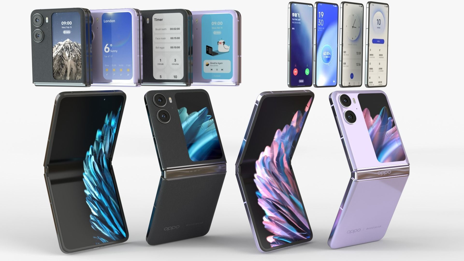 OPPO Find N2 Flip 2023 all colors 3D model_1