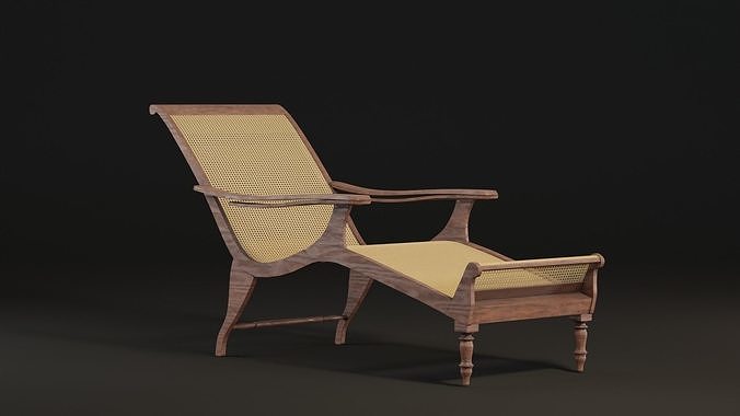 Wicker Chaise Lounger 3D model