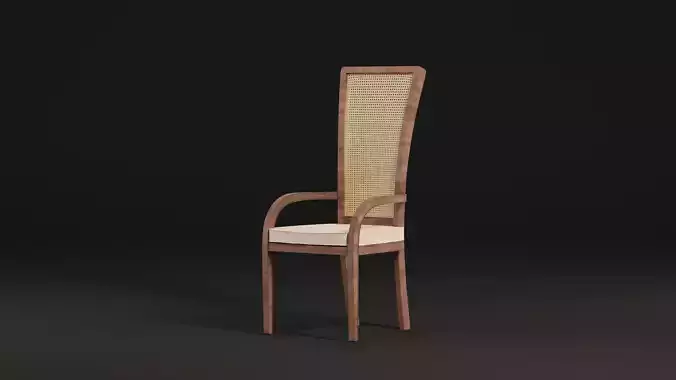 South Asian Dining Chair Rattan 3D model