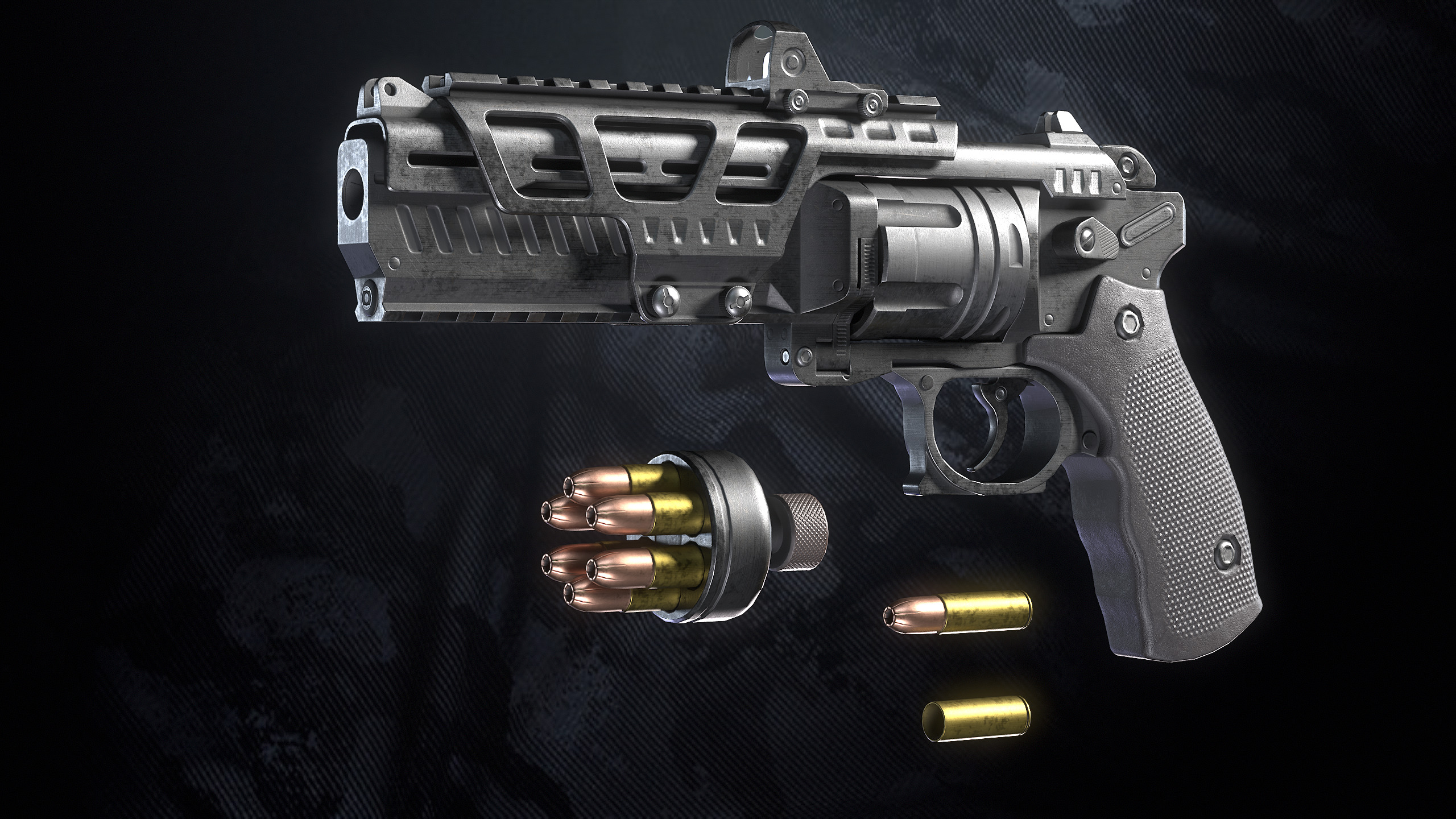 RV-32 Revolver With Hands And Weapon Case Low-poly 3D model_17