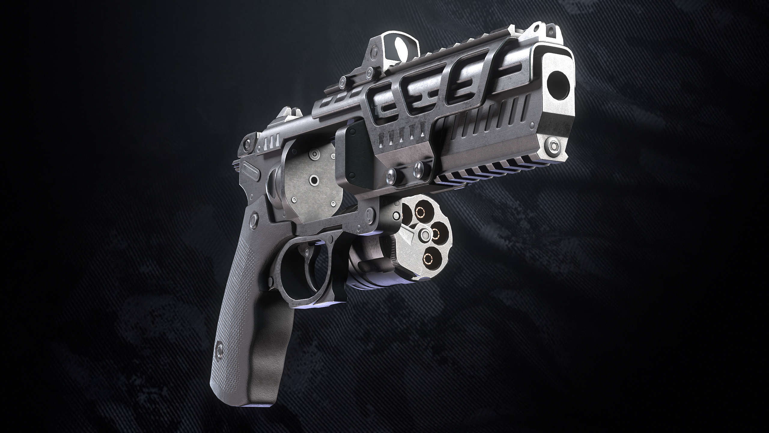 RV-32 Revolver With Hands And Weapon Case Low-poly 3D model_11