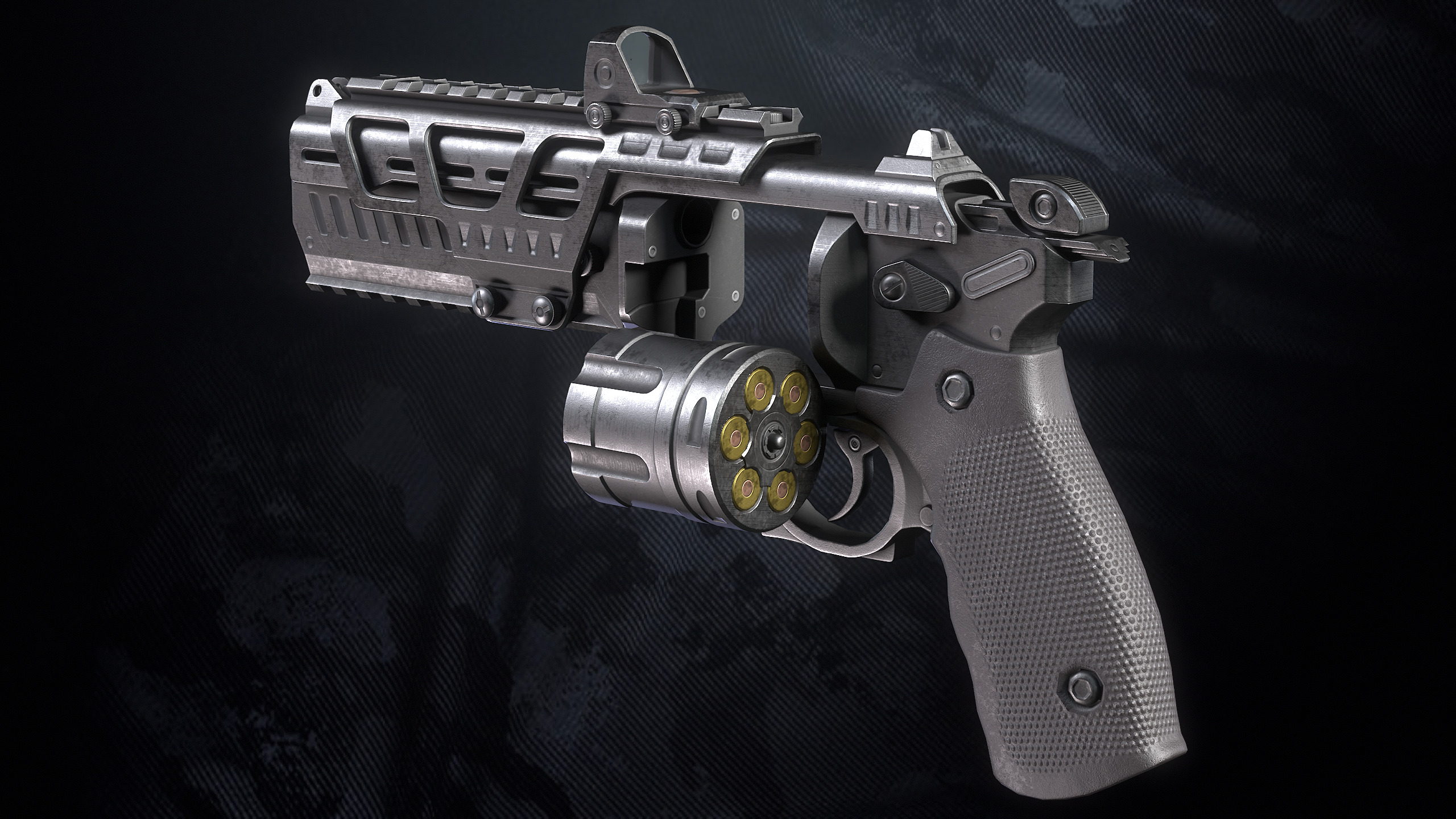 RV-32 Revolver With Hands And Weapon Case Low-poly 3D model_13