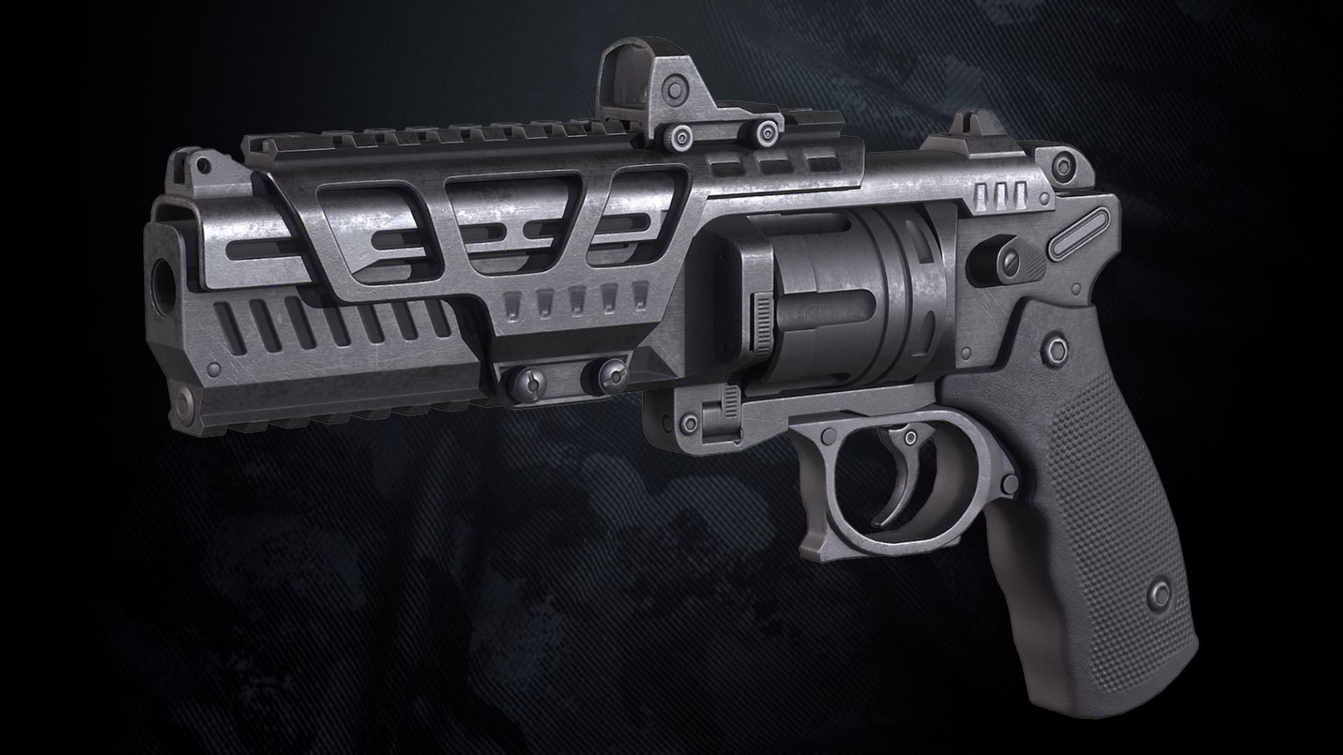 RV-32 Revolver With Hands And Weapon Case Low-poly 3D model_6