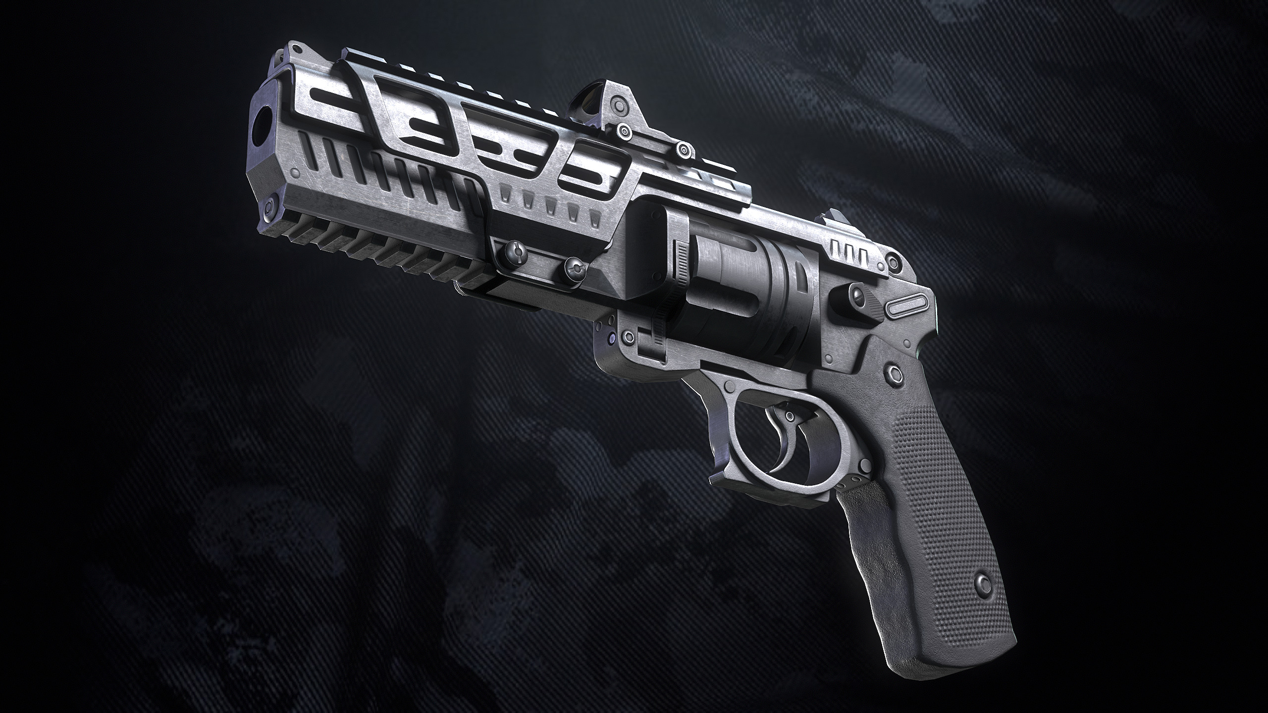 RV-32 Revolver With Hands And Weapon Case Low-poly 3D model_10