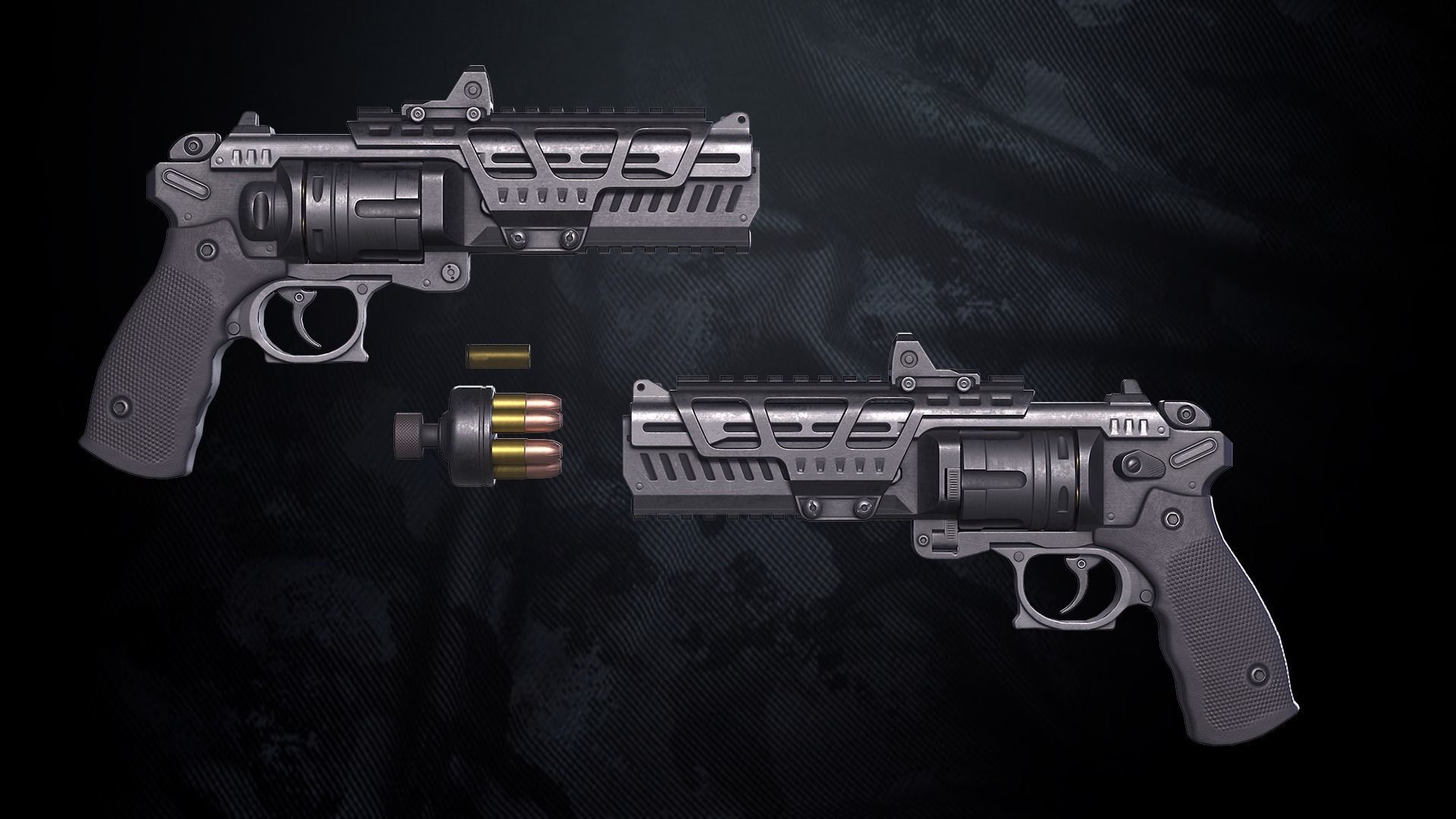 RV-32 Revolver With Hands And Weapon Case Low-poly 3D model_7