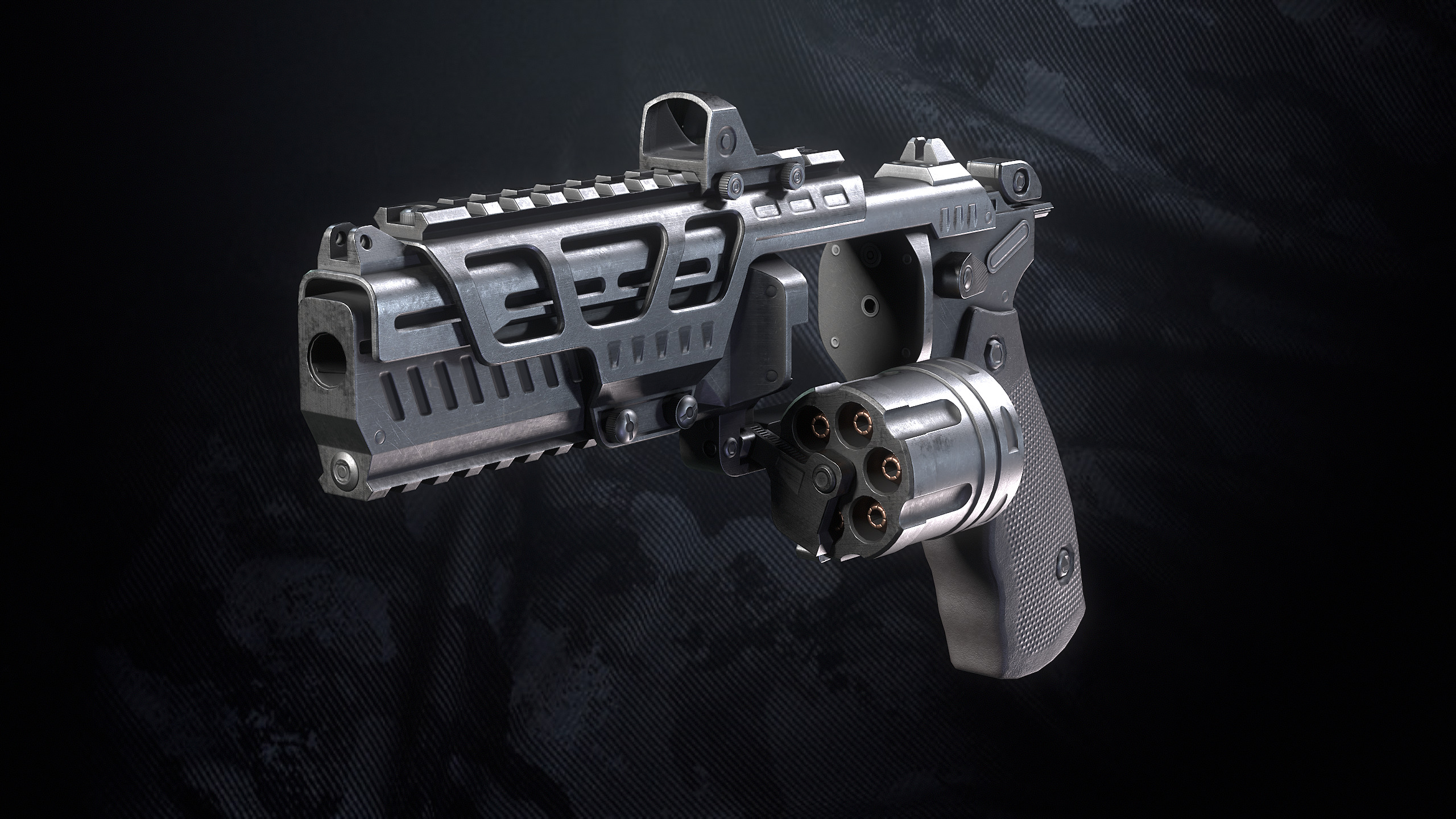 RV-32 Revolver With Hands And Weapon Case Low-poly 3D model_9