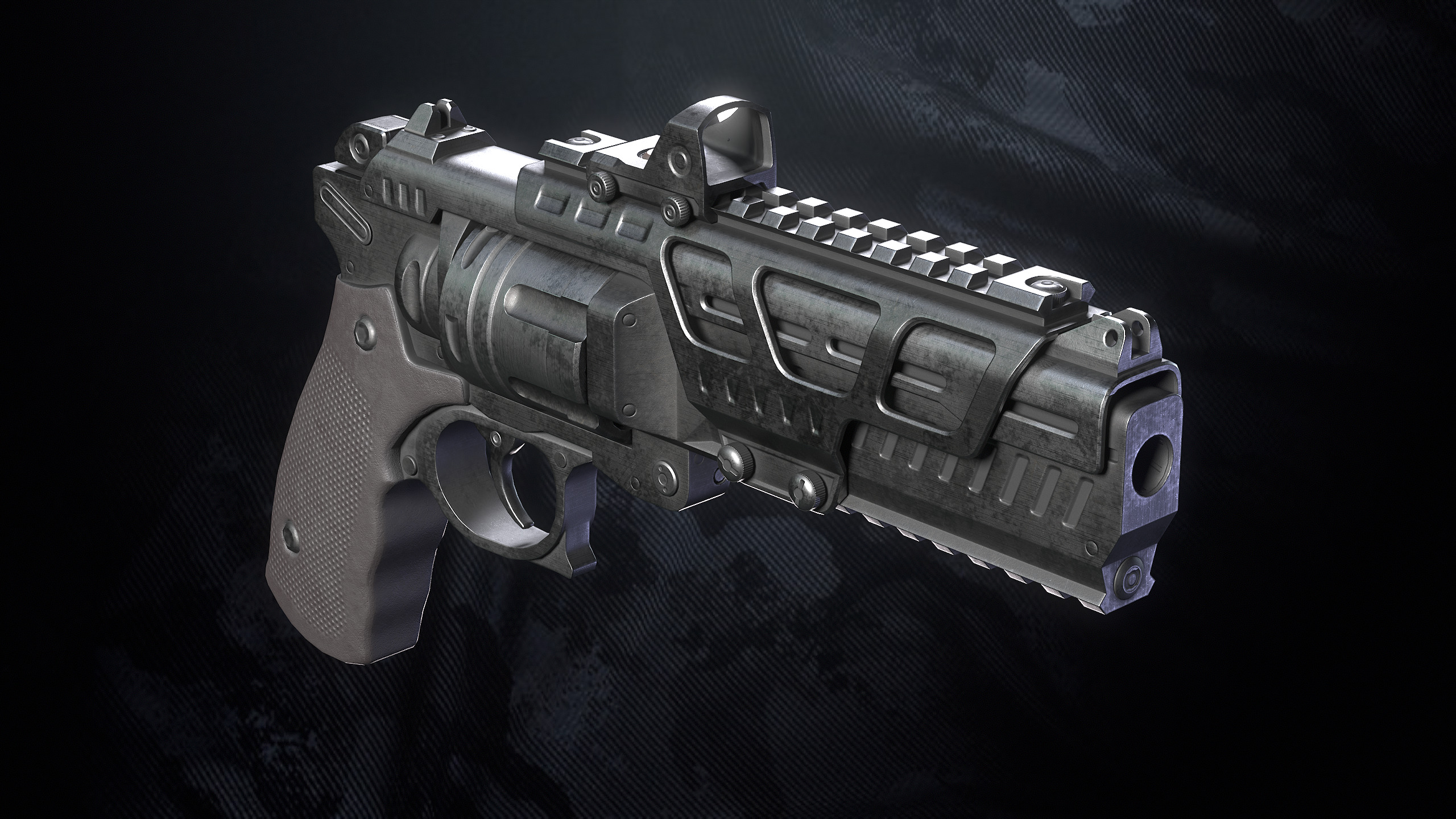 RV-32 Revolver With Hands And Weapon Case Low-poly 3D model_8